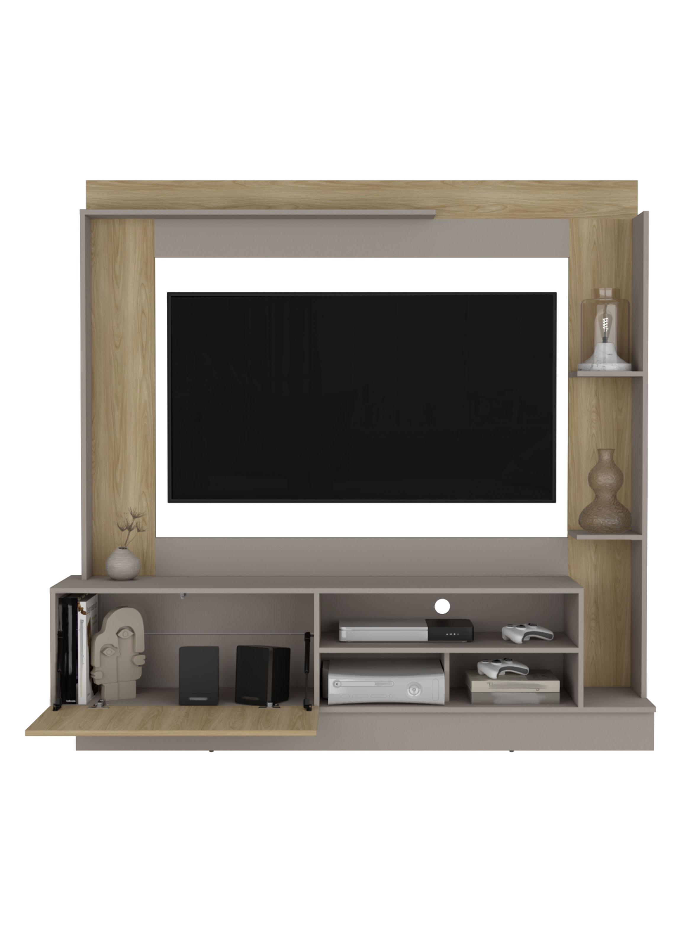 Estante TV 70' Doha 175x180x38.5 cm Taupe y Fresno-2