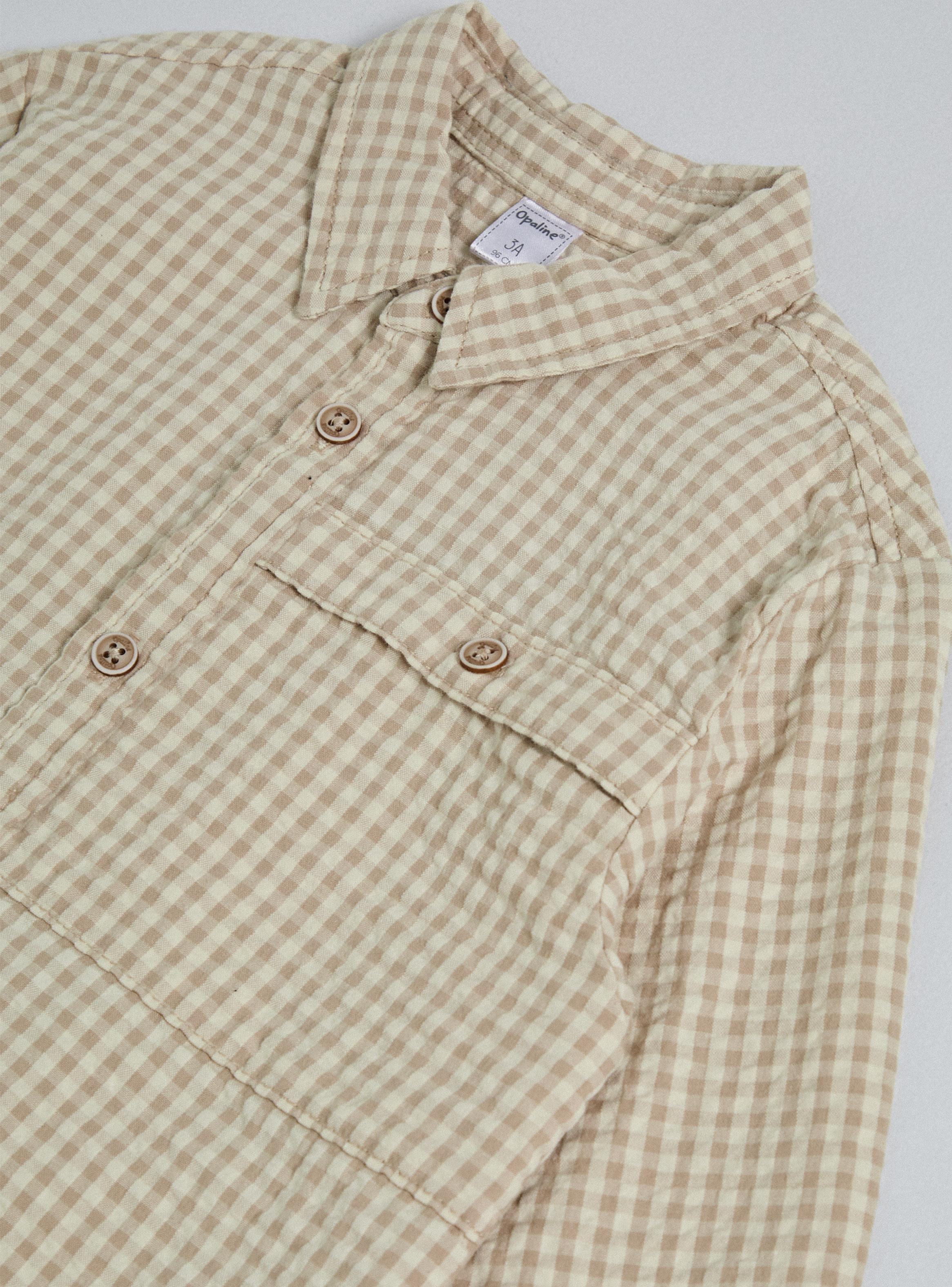 Camisa Seersucker Tipo Vichy Tonos Tierra-3