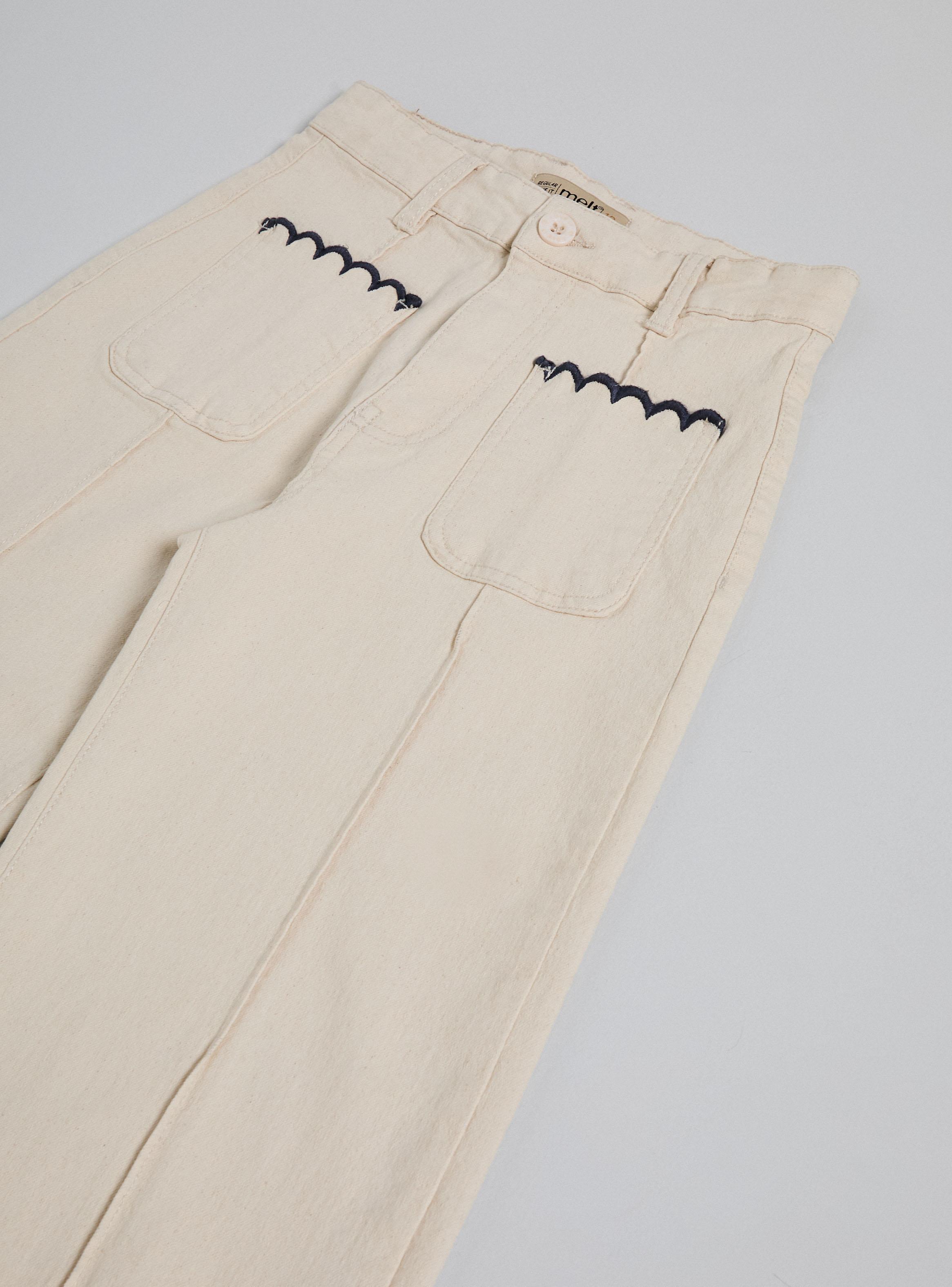 Pantalón Bolsillos Frontales y Basta con Corte en Contraste-2