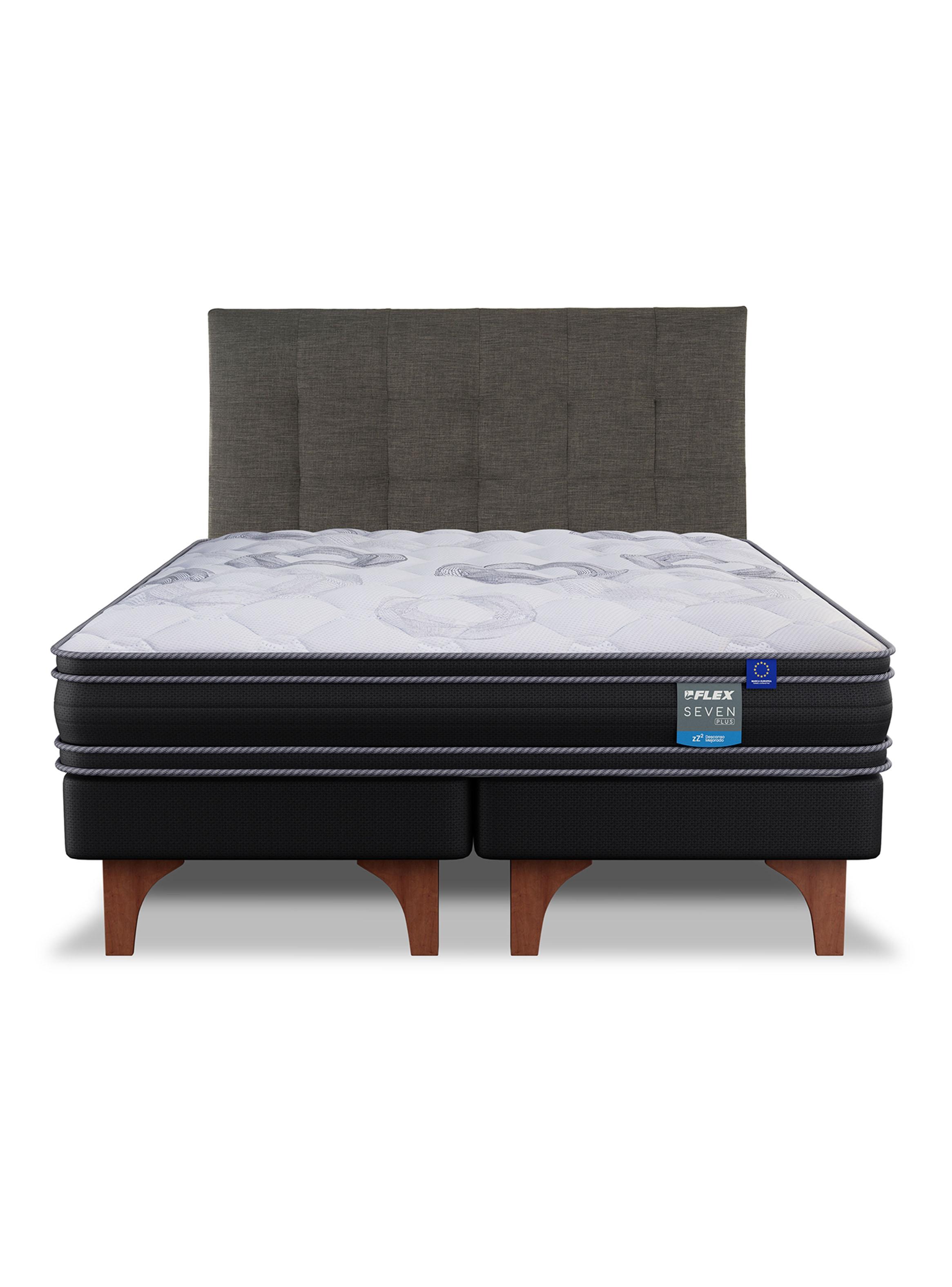 Cama Europea Seven Plus King + Respaldo Design Grafito-2