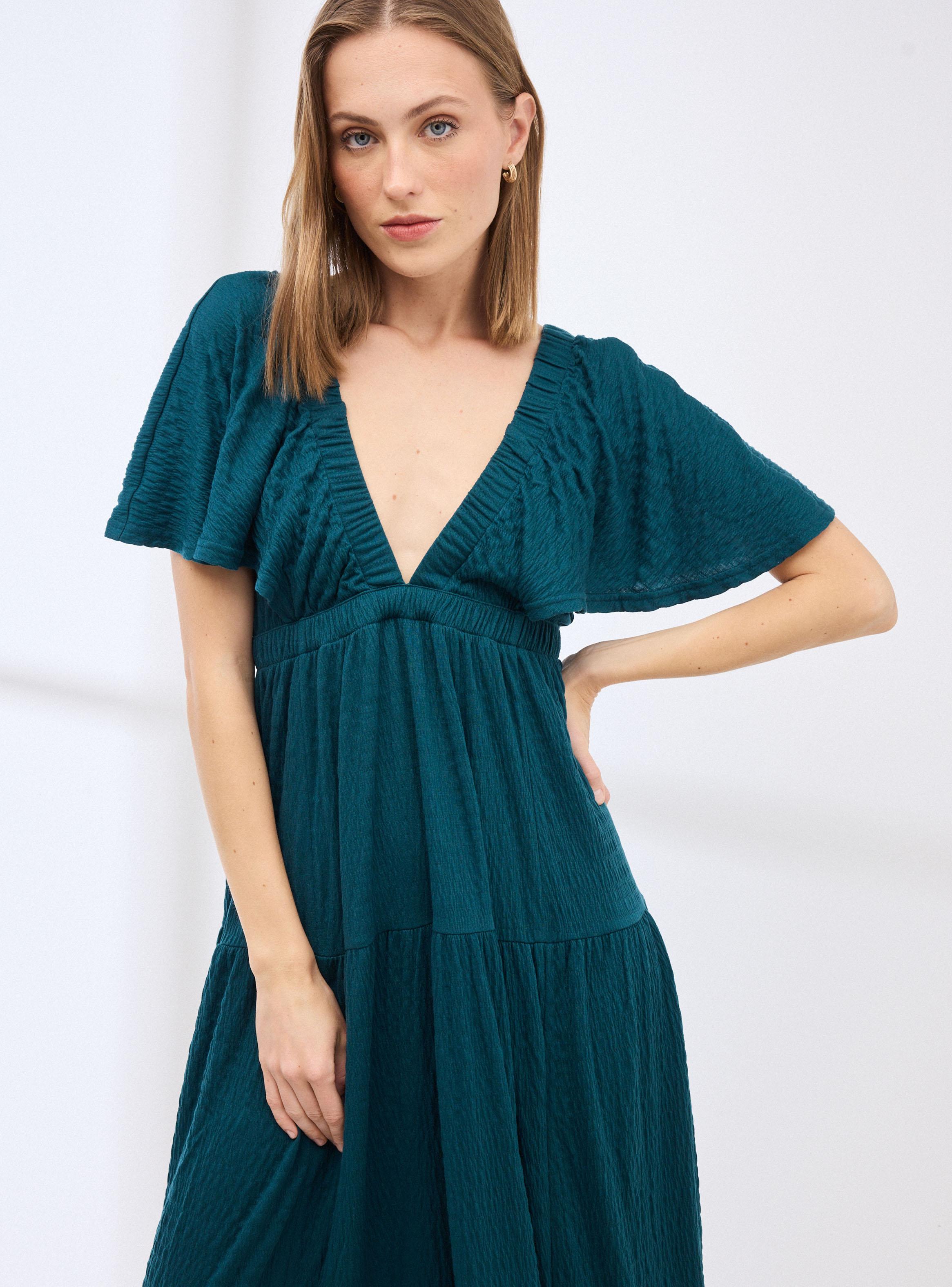 Vestido con Textura Capas y Elástico en Escote-2