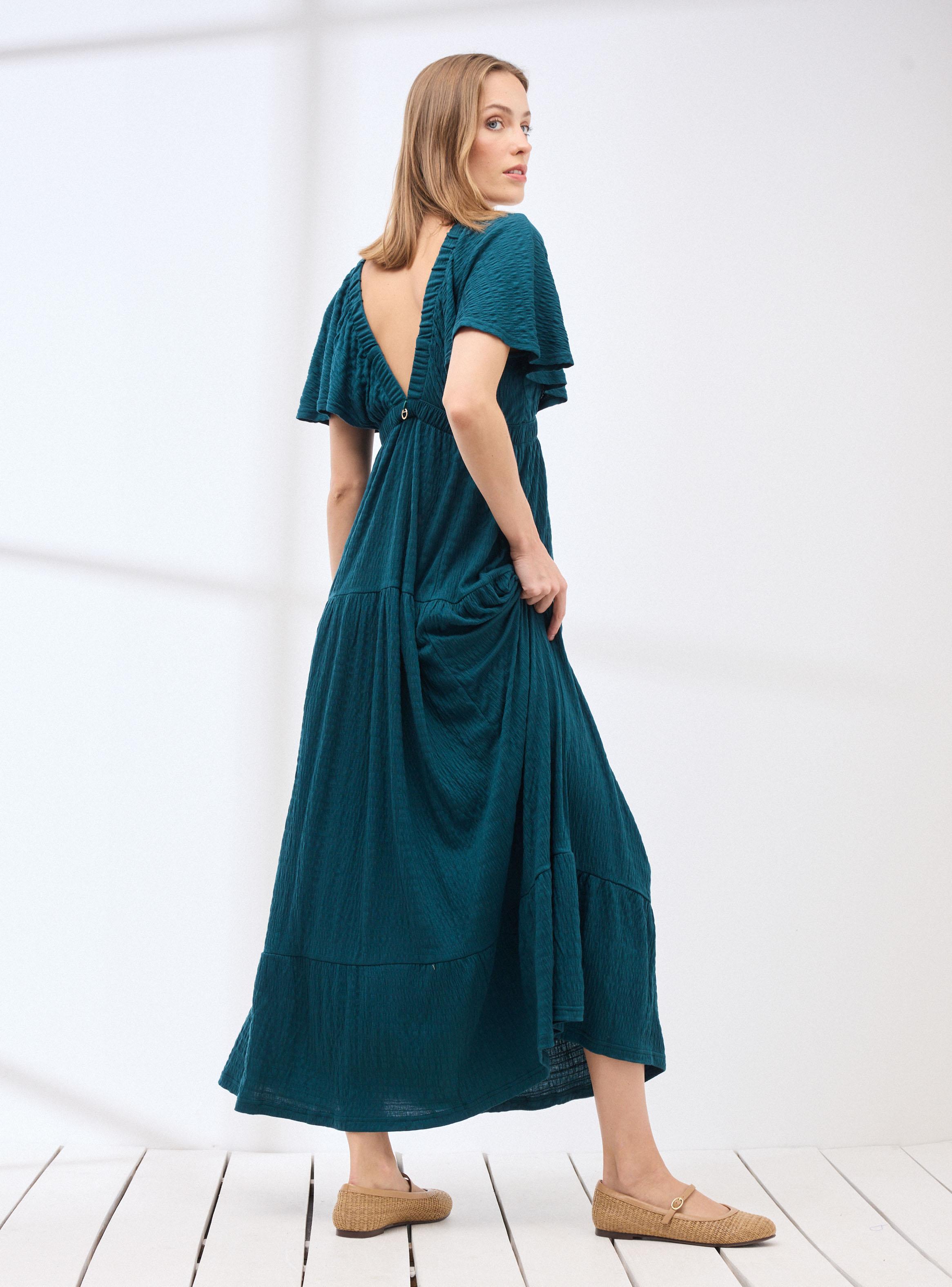 Vestido con Textura Capas y Elástico en Escote-5