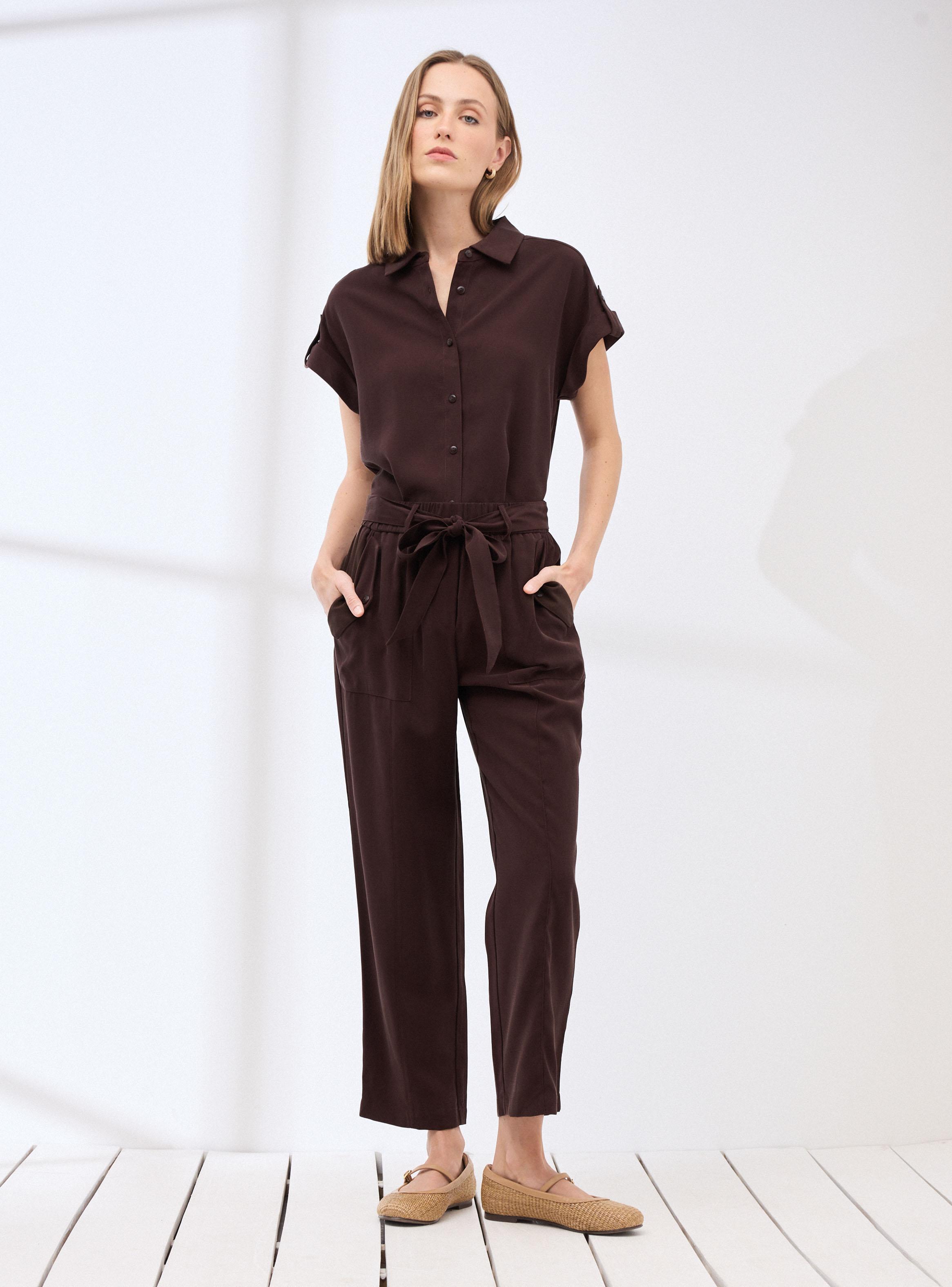 Pantalón Fluido con Cintura Elasticada y Lazo-4