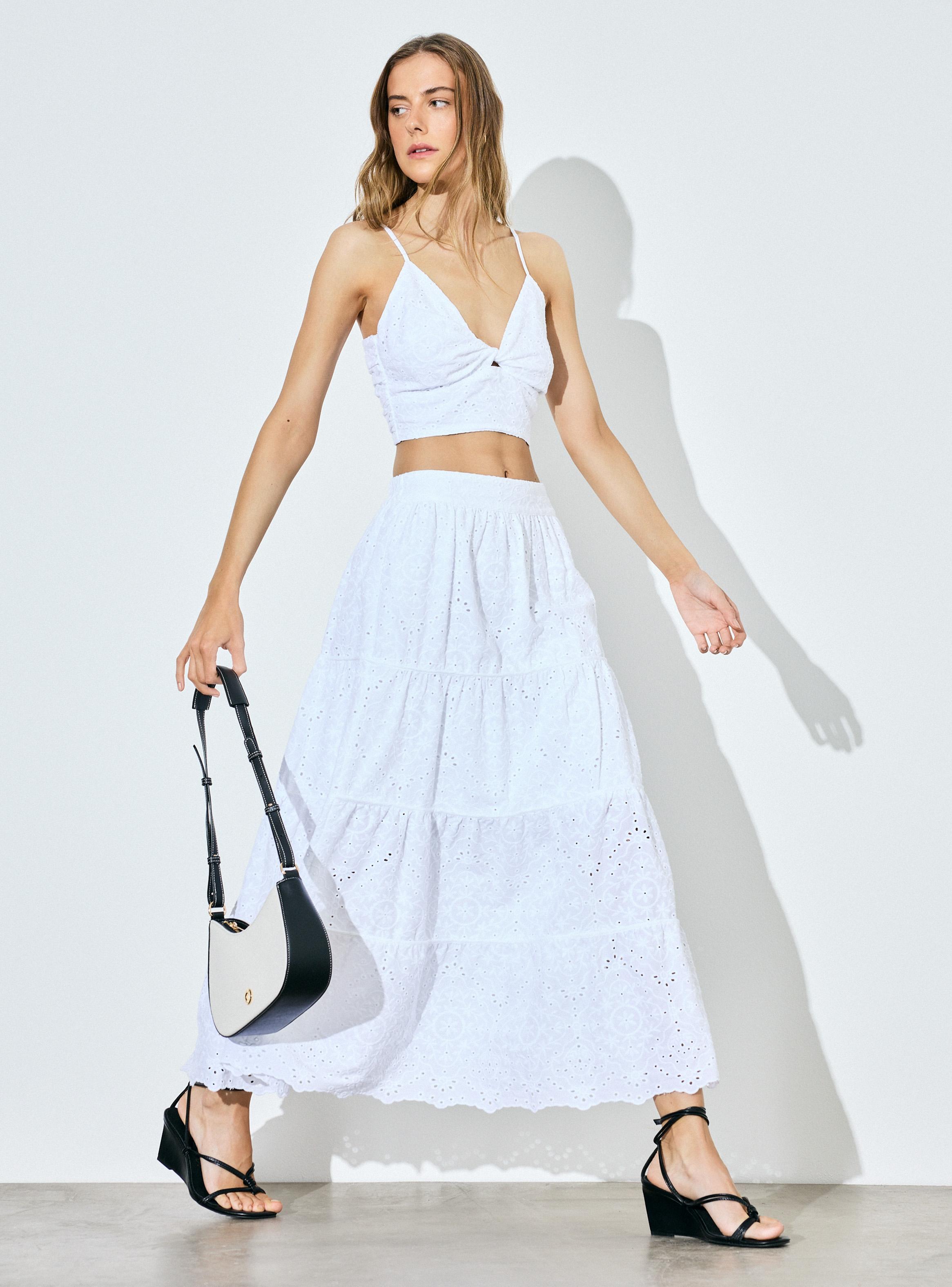 Falda Broderie Larga con Cortes-4