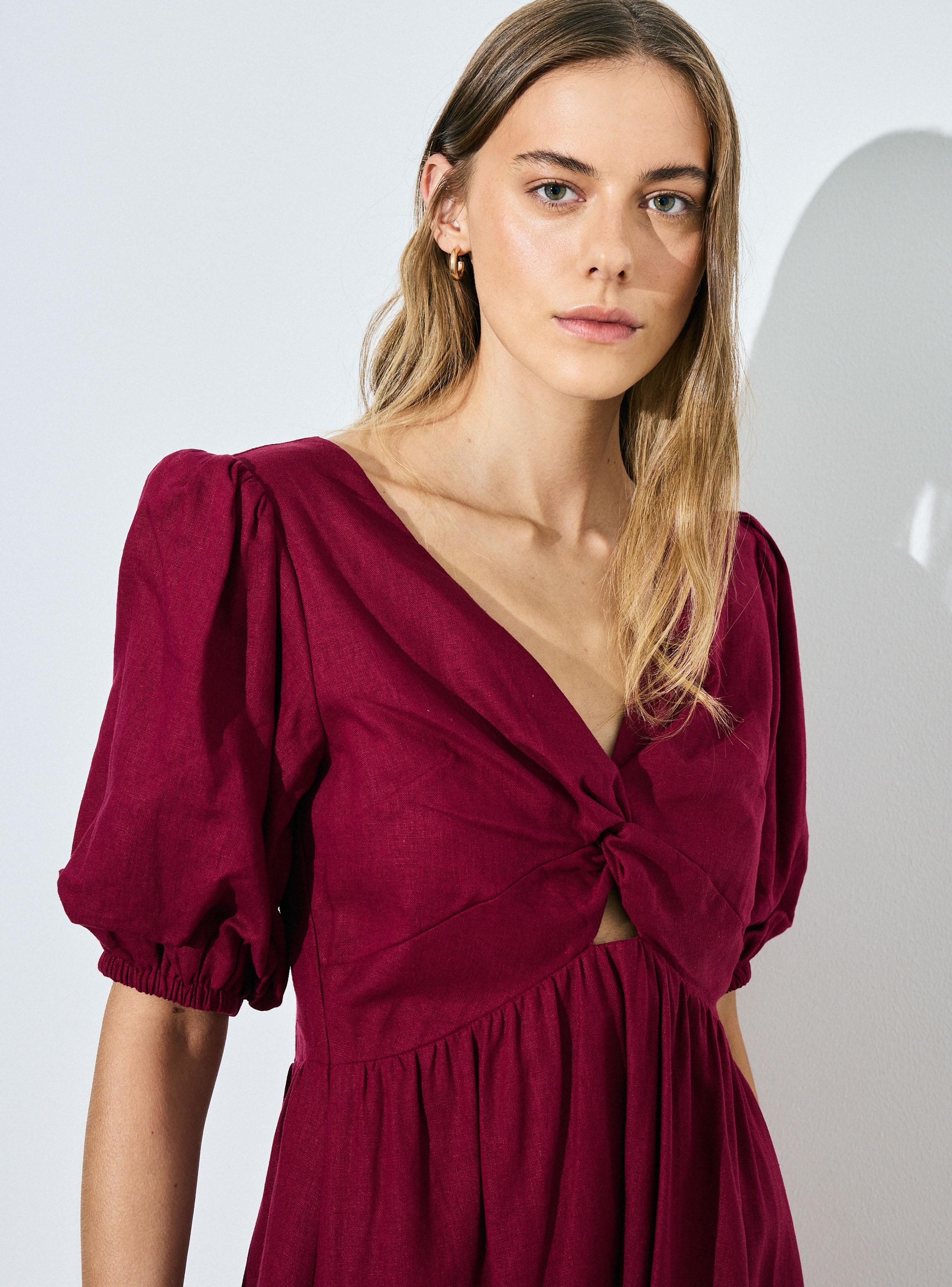 Vestido Escote V con Manga Balloon-3