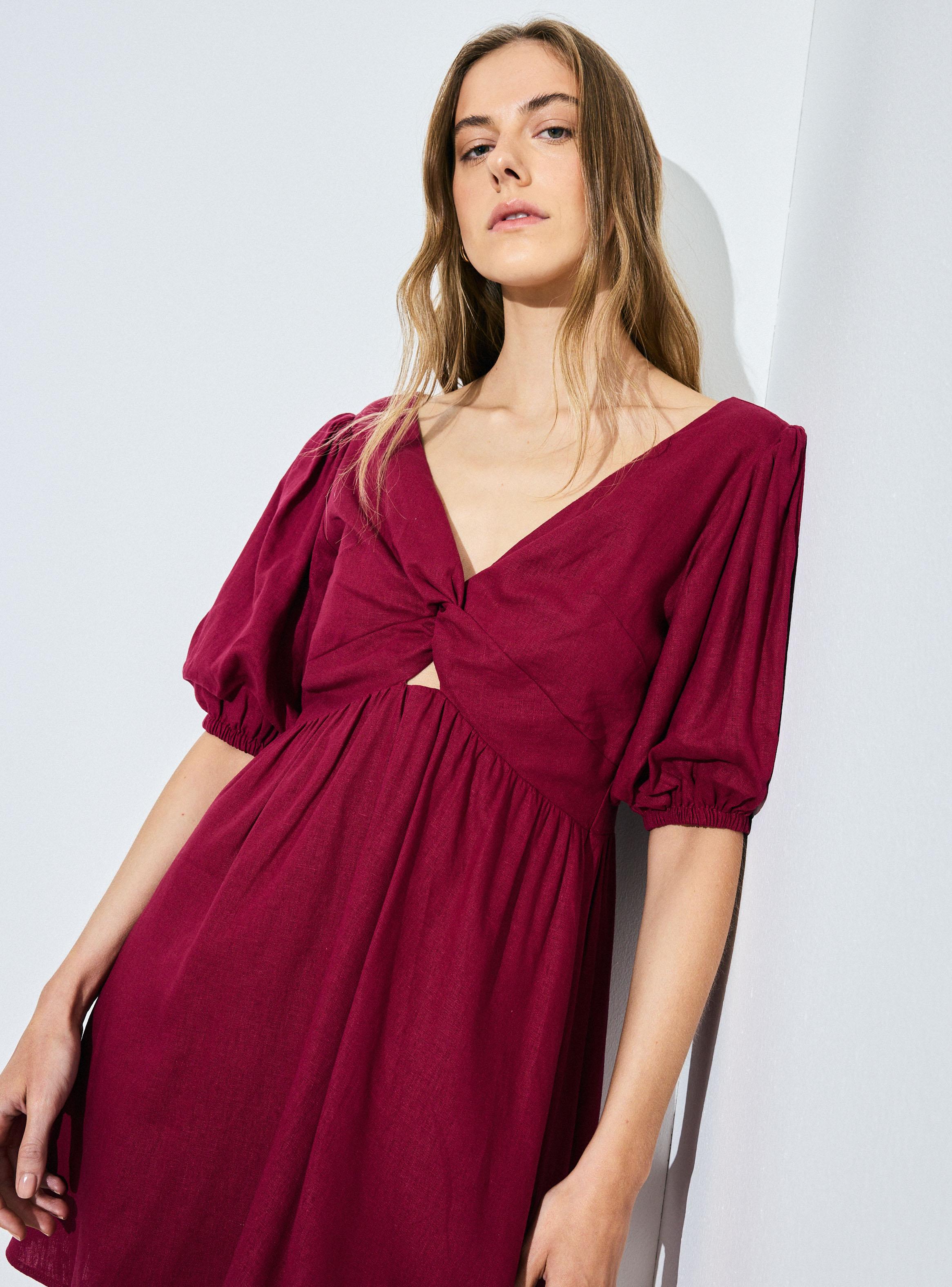 Vestido Escote V con Manga Balloon-2