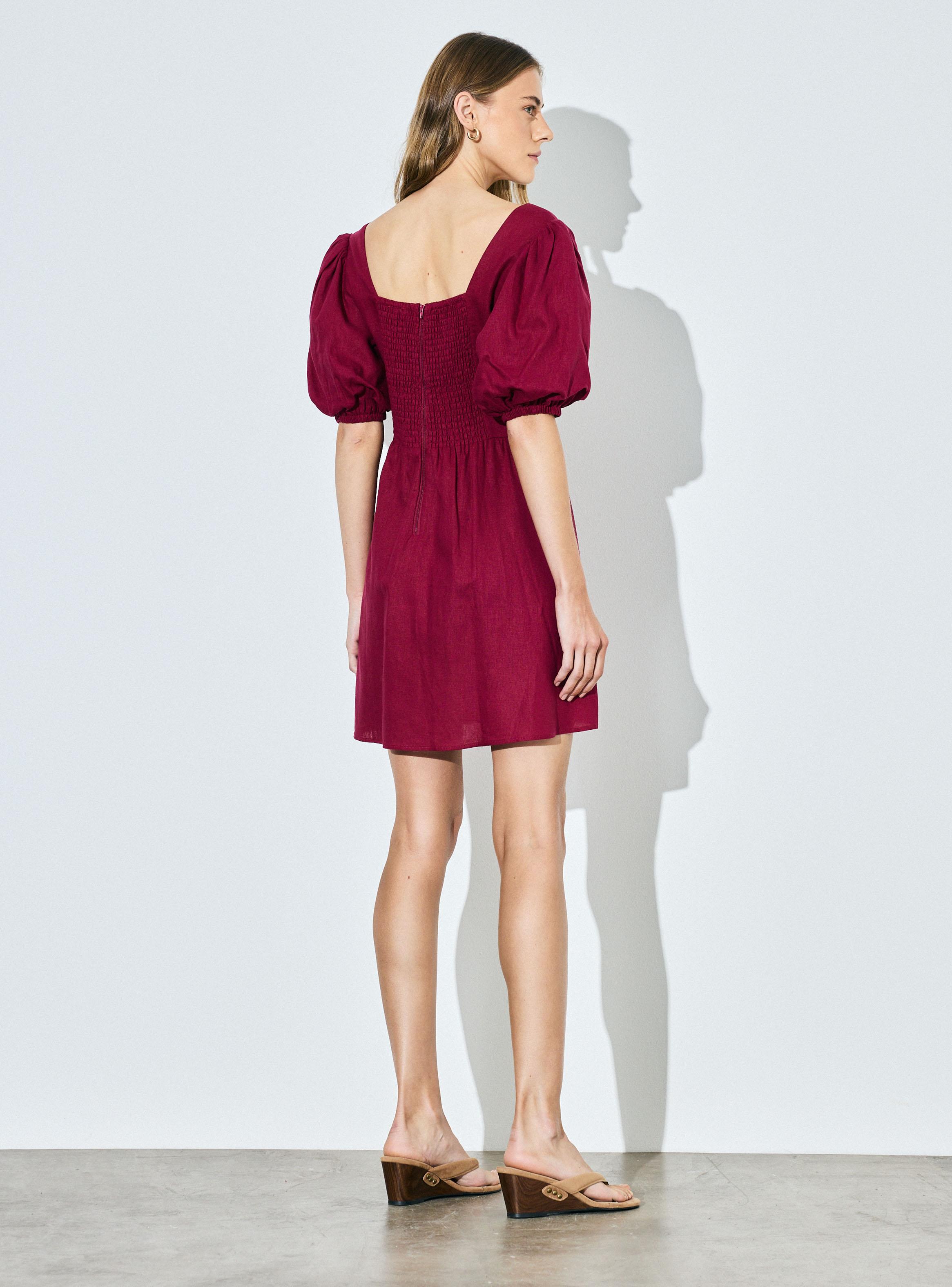 Vestido Escote V con Manga Balloon-5