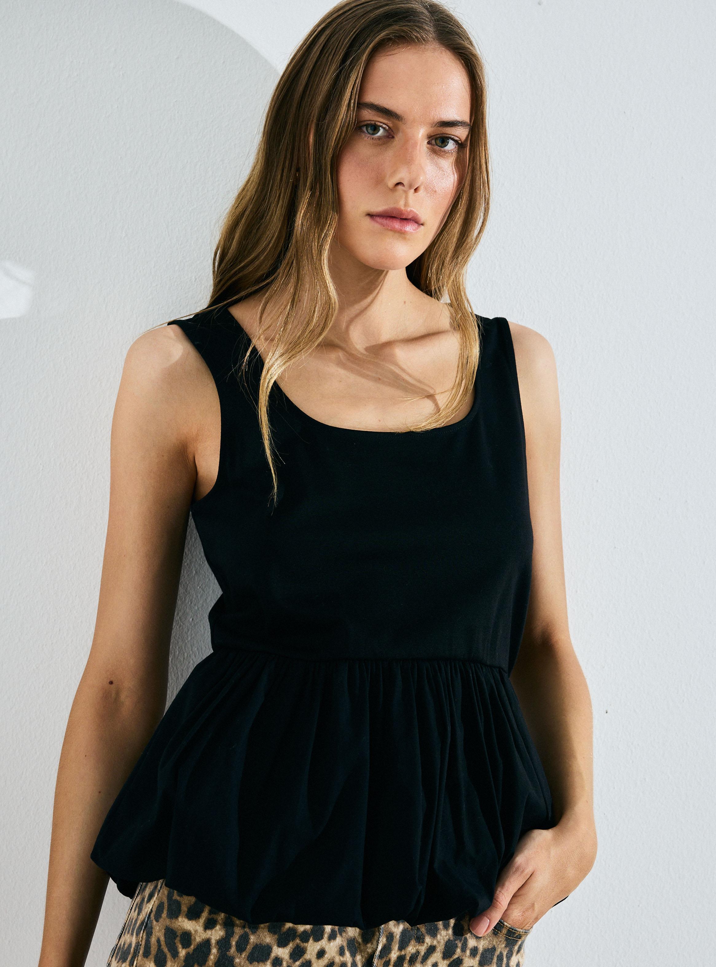 Polera Ballon Manga Corta y Escote Cuadrado-3