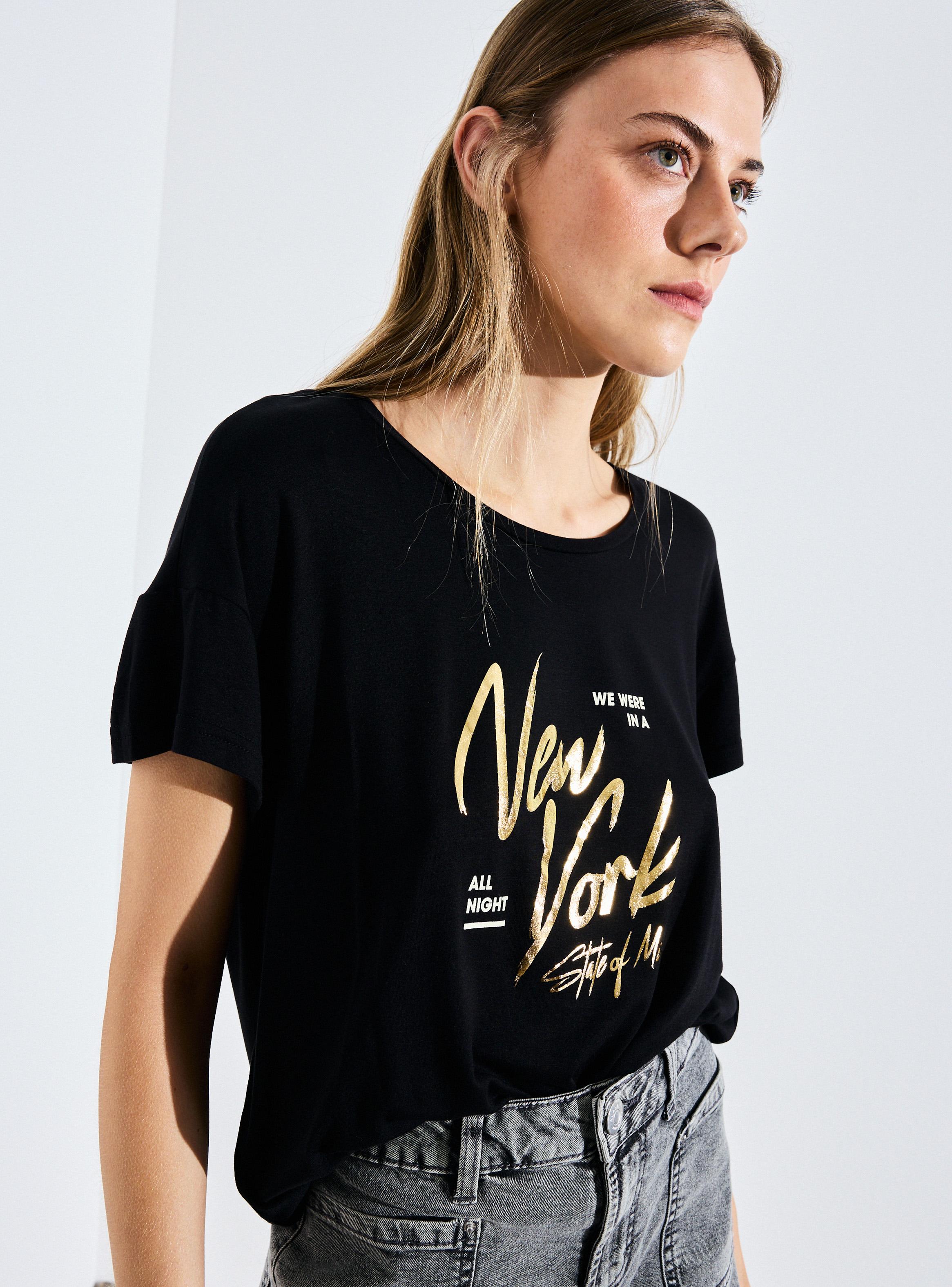 Polera Manga Corta Fluida Estampado Folia-2