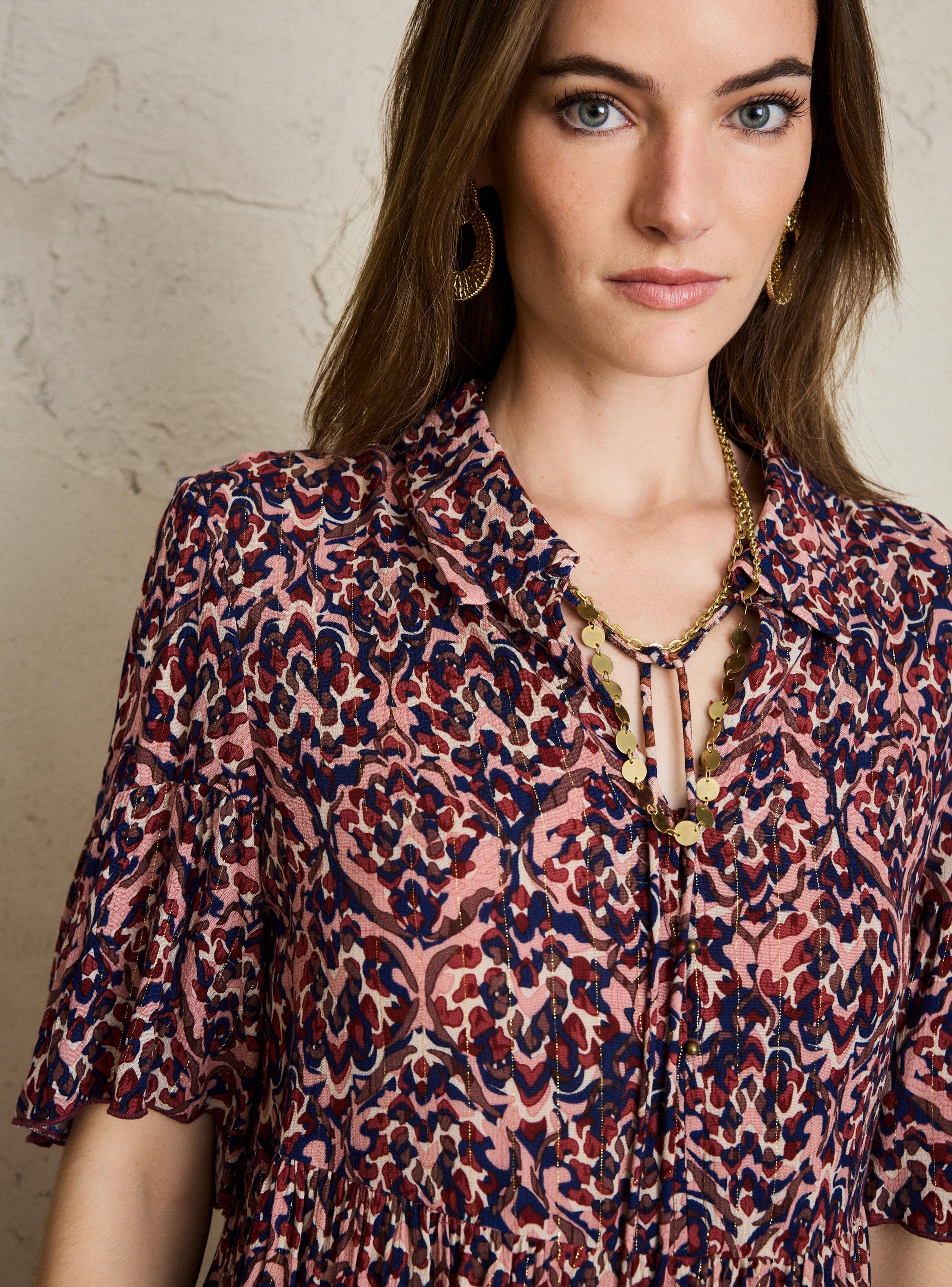 Blusa Estampada con Corte en Cintura y Botones-2