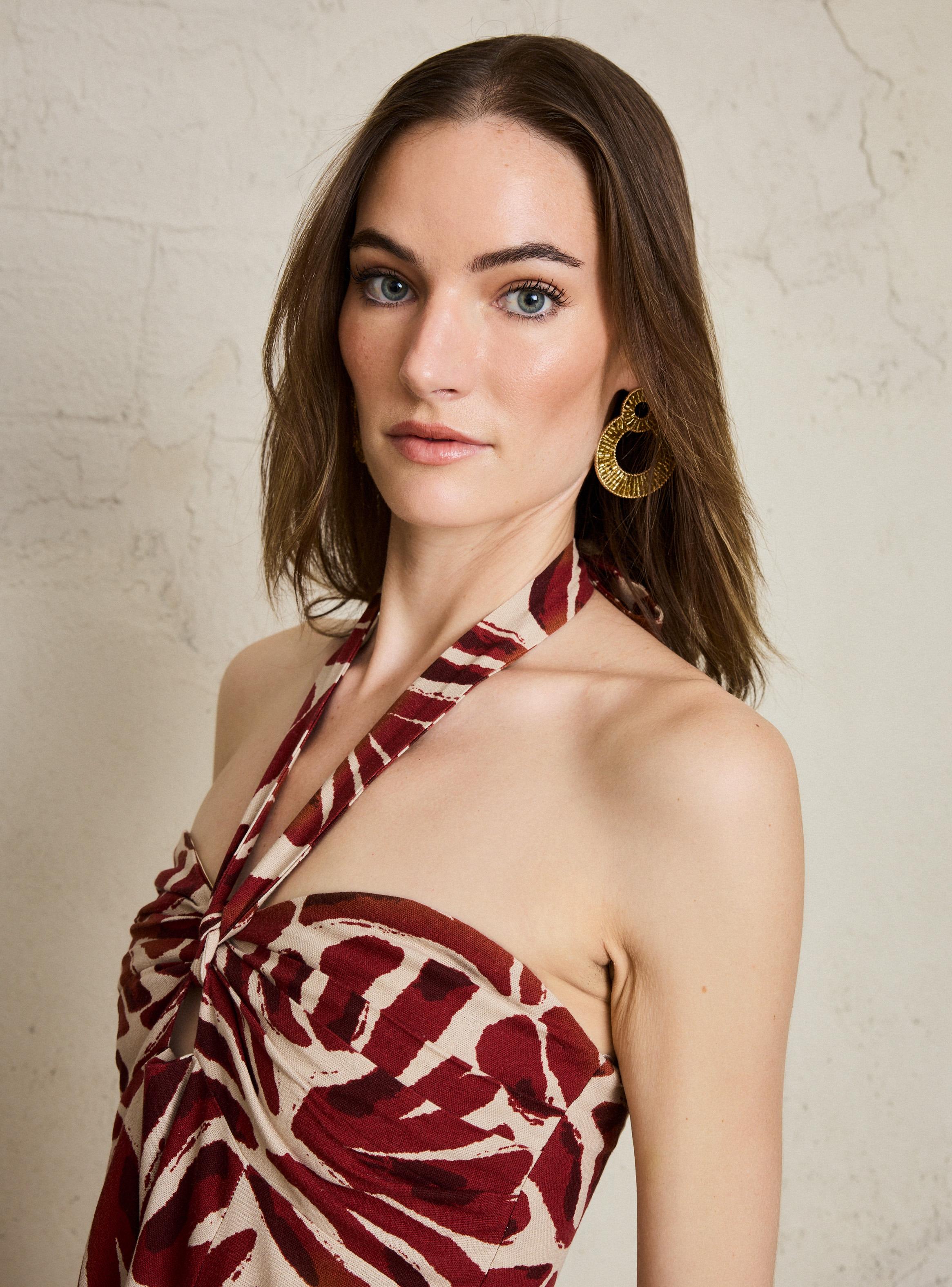 Vestido Amarrado al Cuello Full Estampado-2