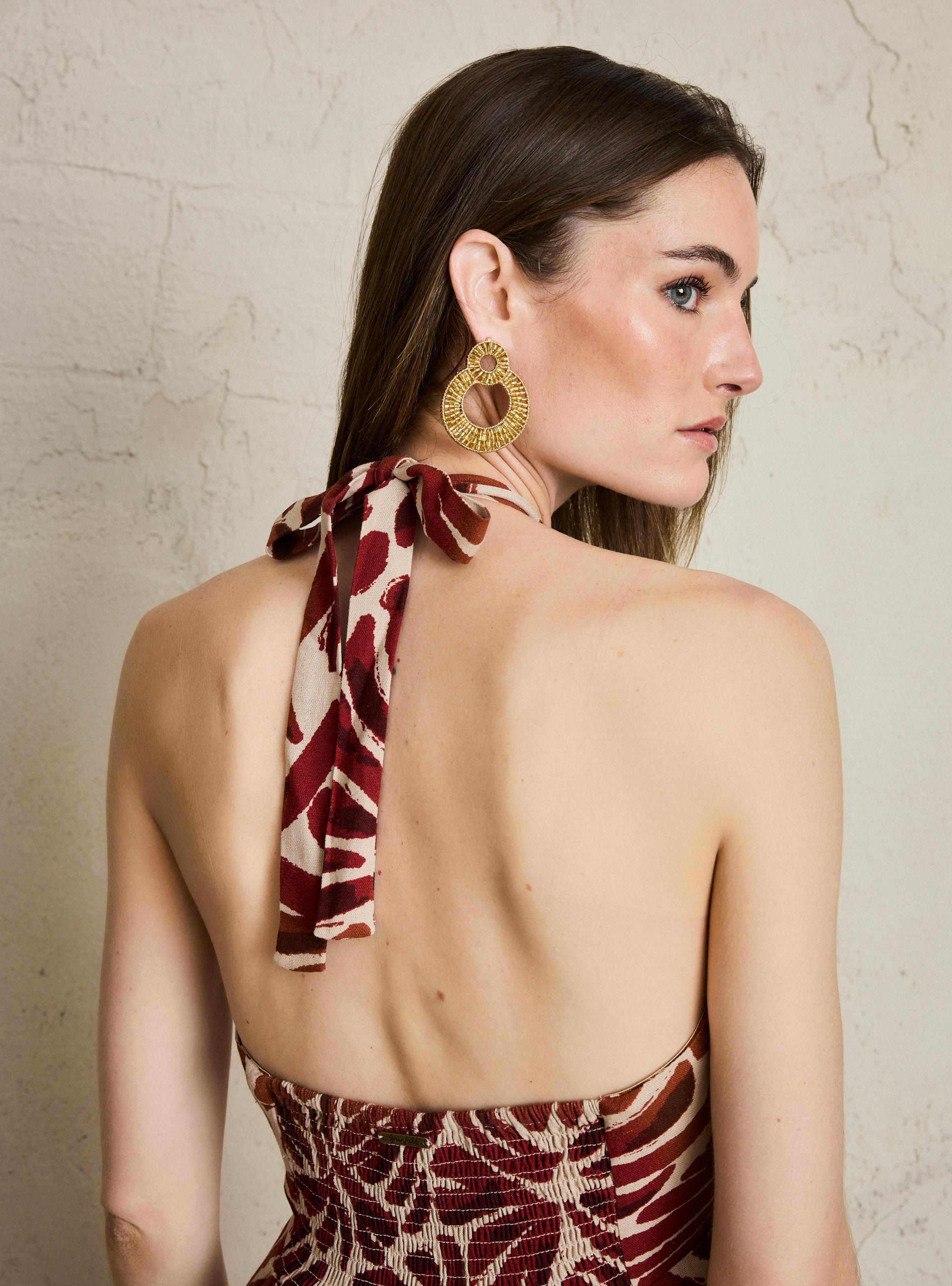 Vestido Amarrado al Cuello Full Estampado-3