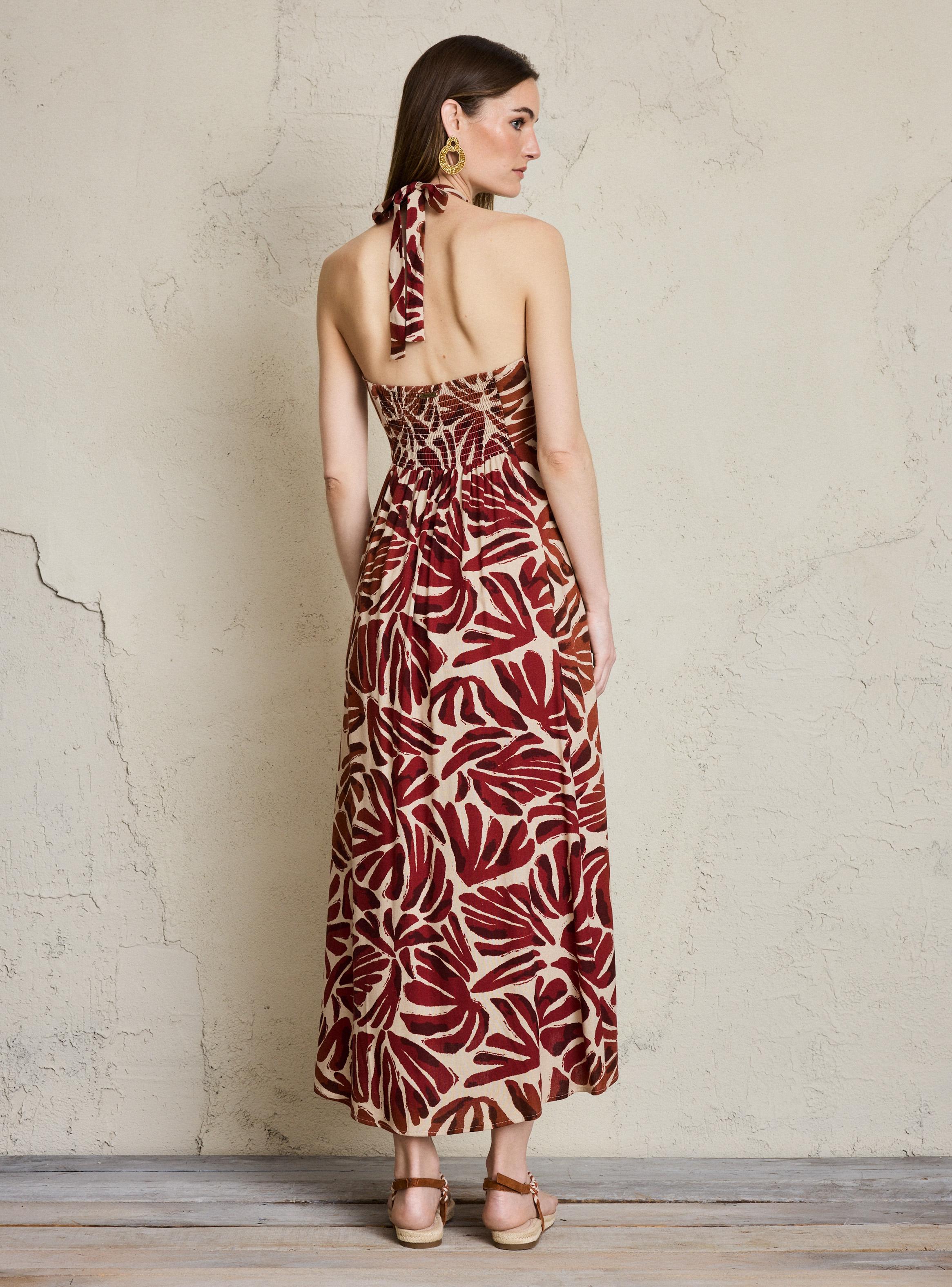 Vestido Amarrado al Cuello Full Estampado-5