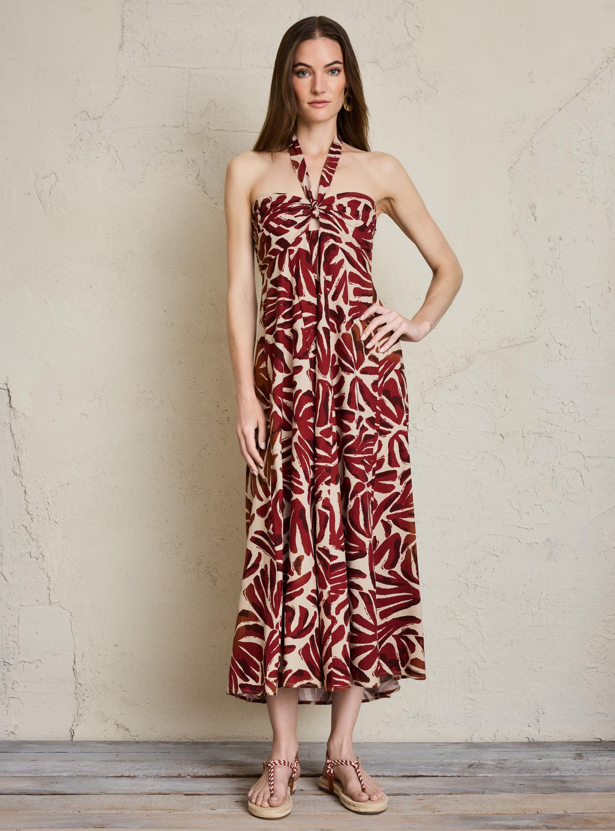 Vestido Amarrado al Cuello Full Estampado-4