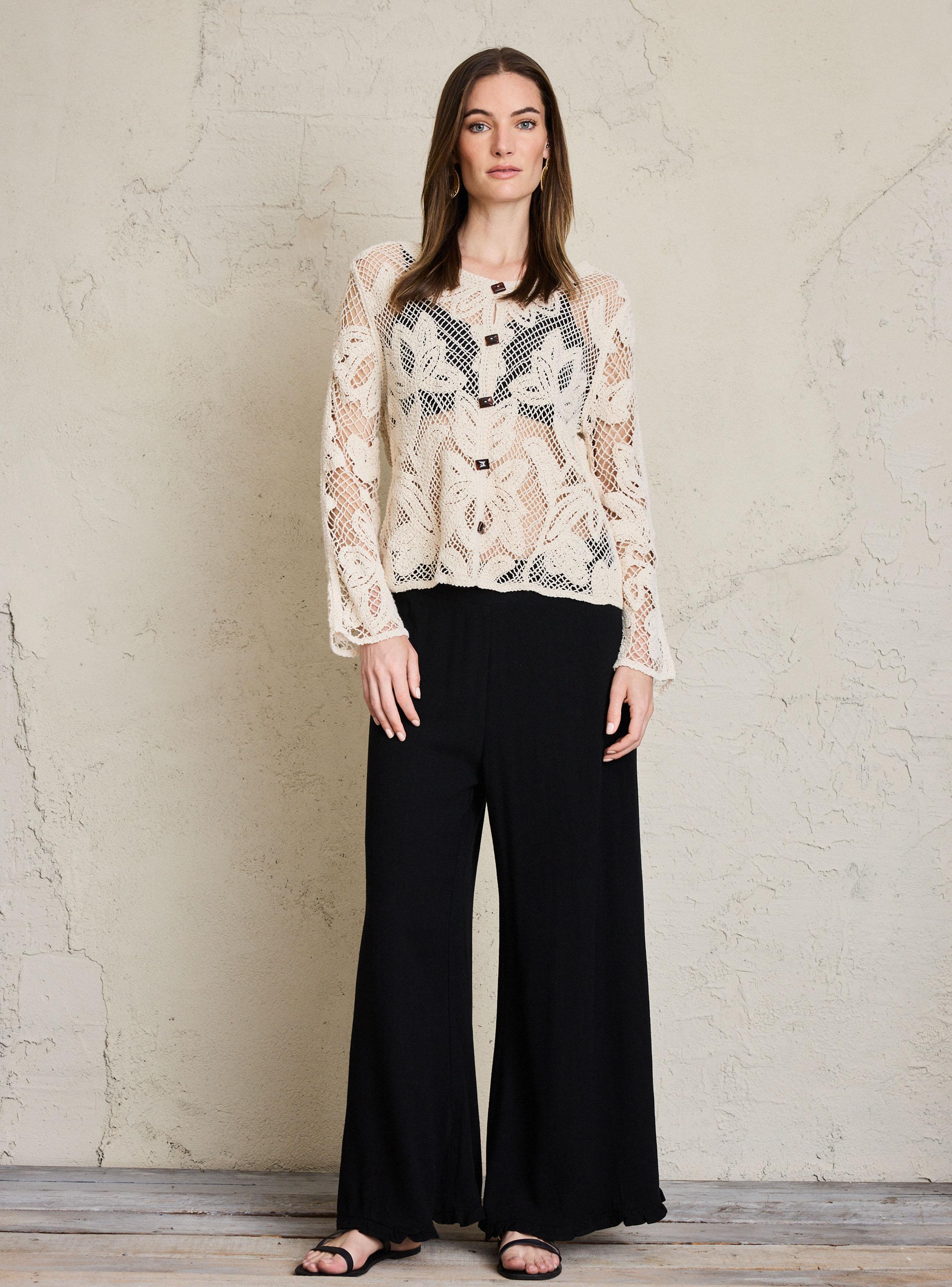 Pantalón Fluido con Detalle de Vuelo y Cintura Elasticada-4