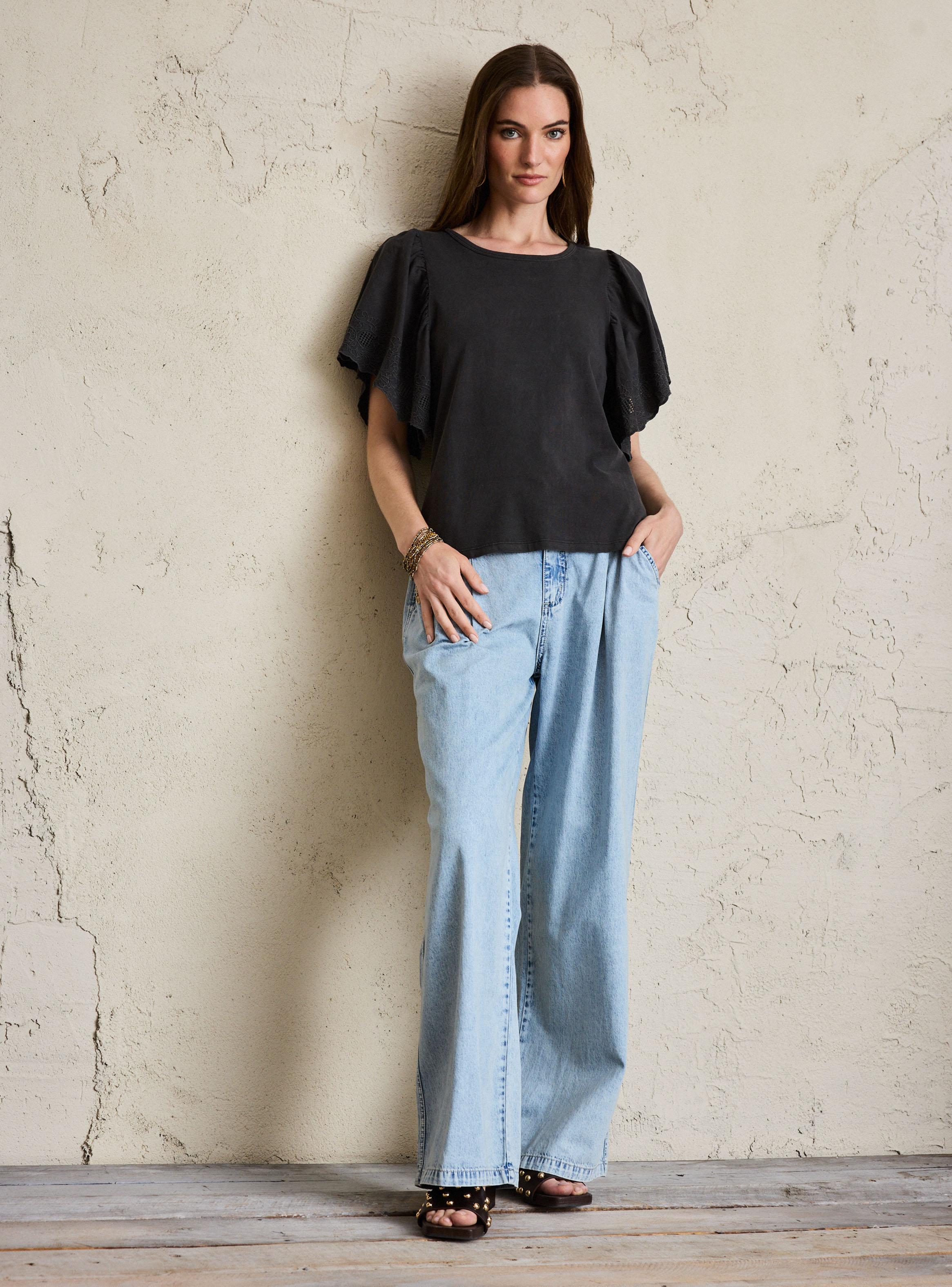 Polera con Proceso de Teñido y Mangas Bordadas-4