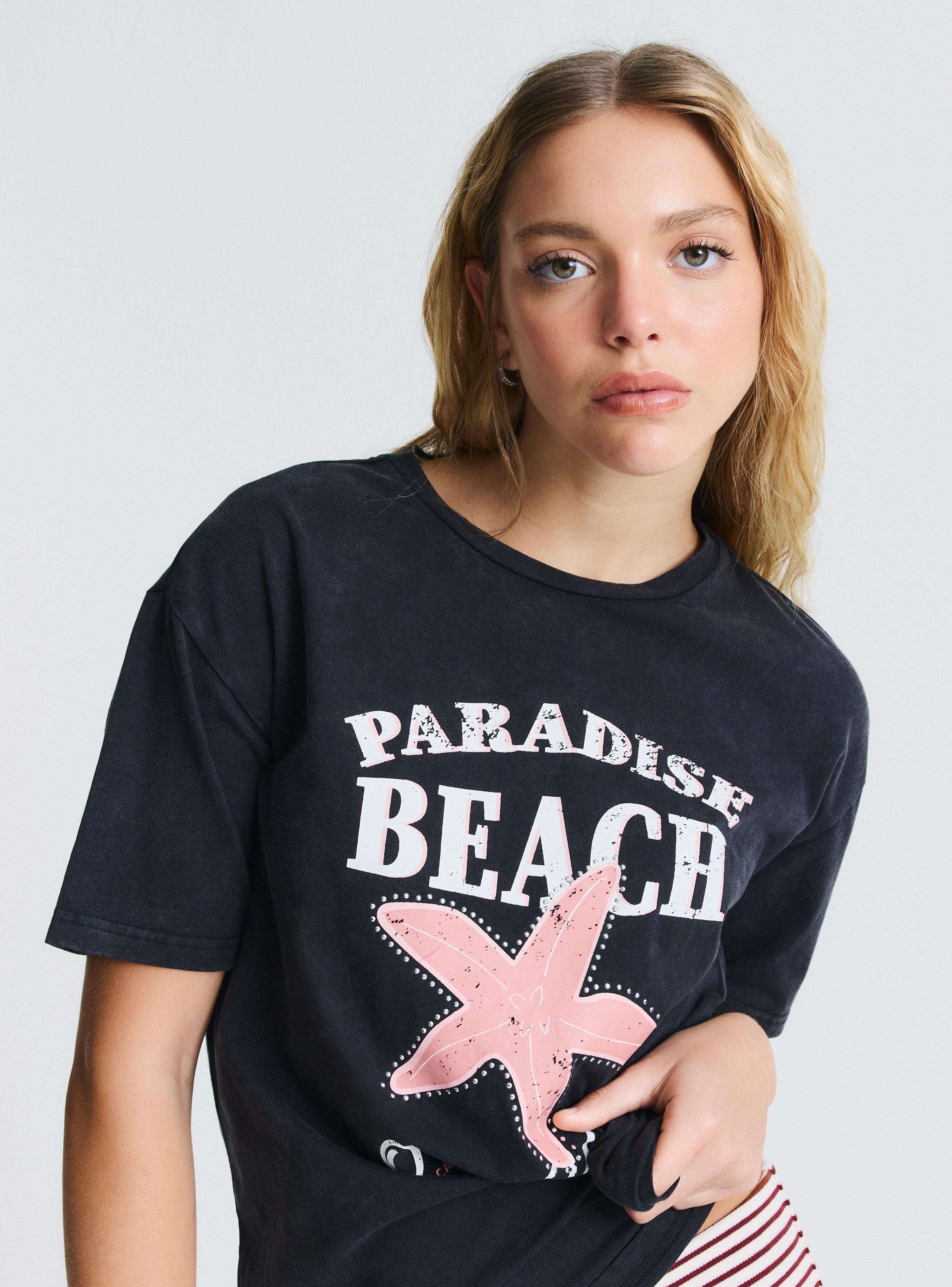 Polera Oversize Estampado Beach-2