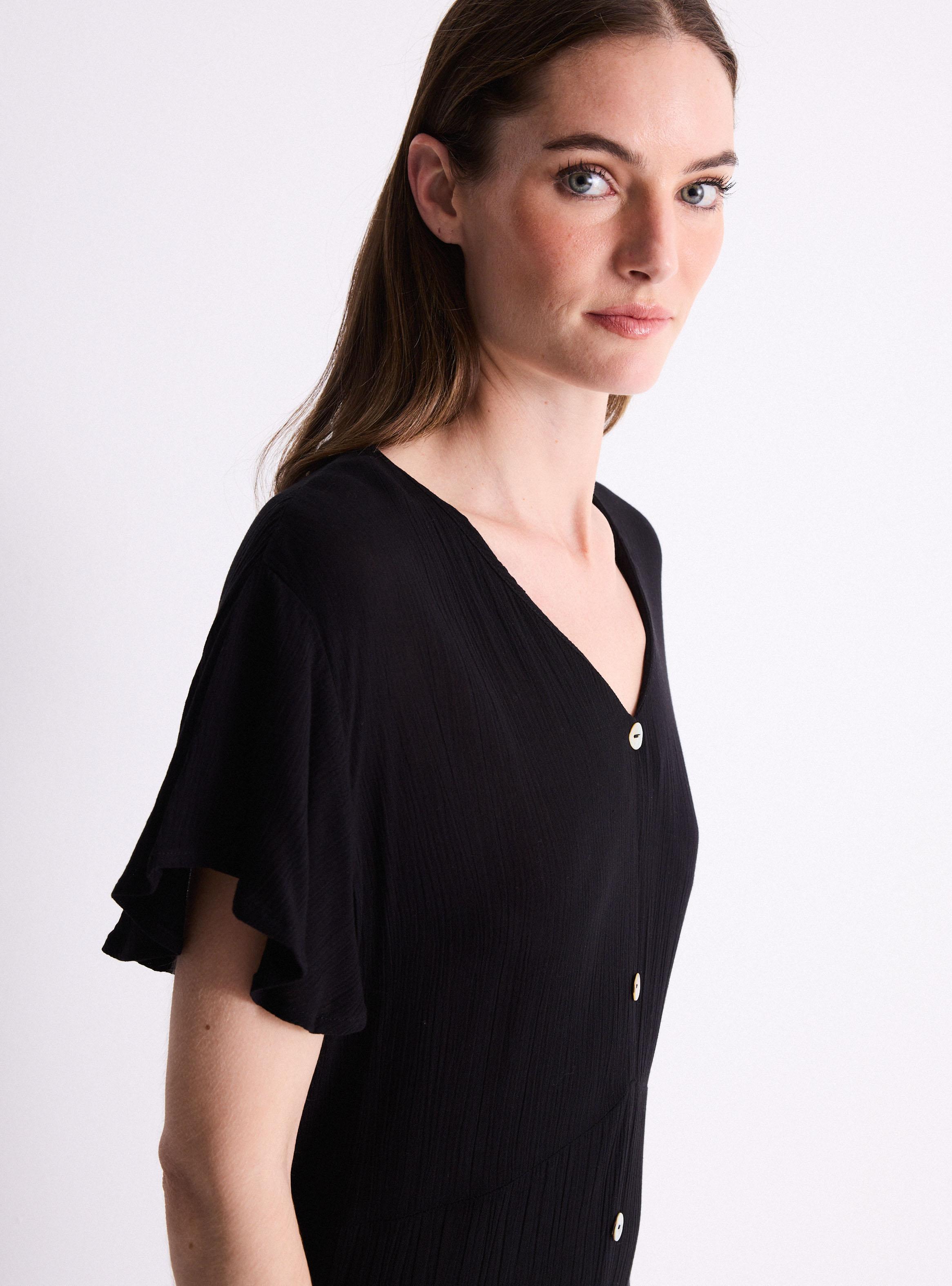 Vestido Abotonado Manga Campana-2