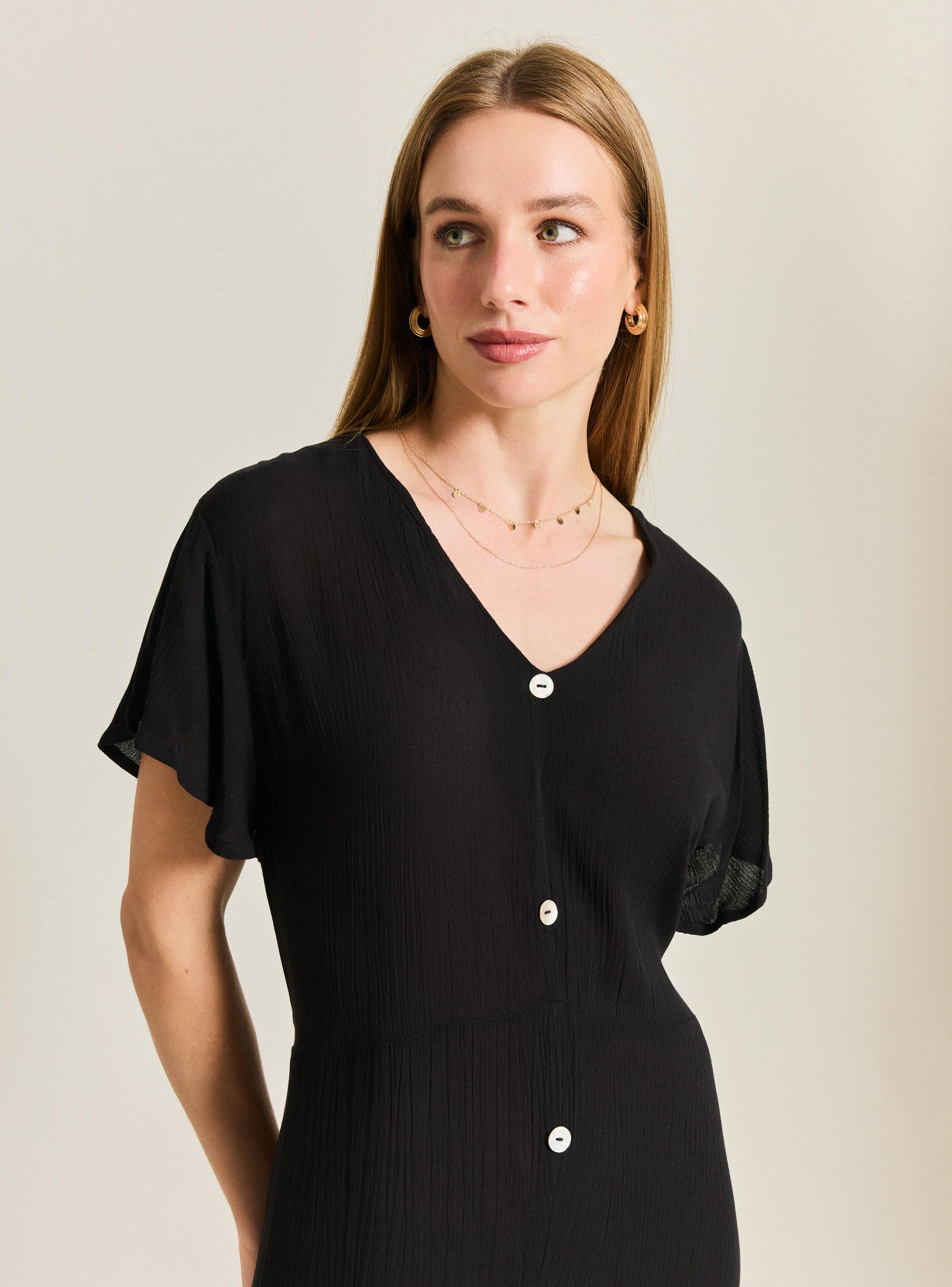 Vestido Abotonado Manga Campana-3