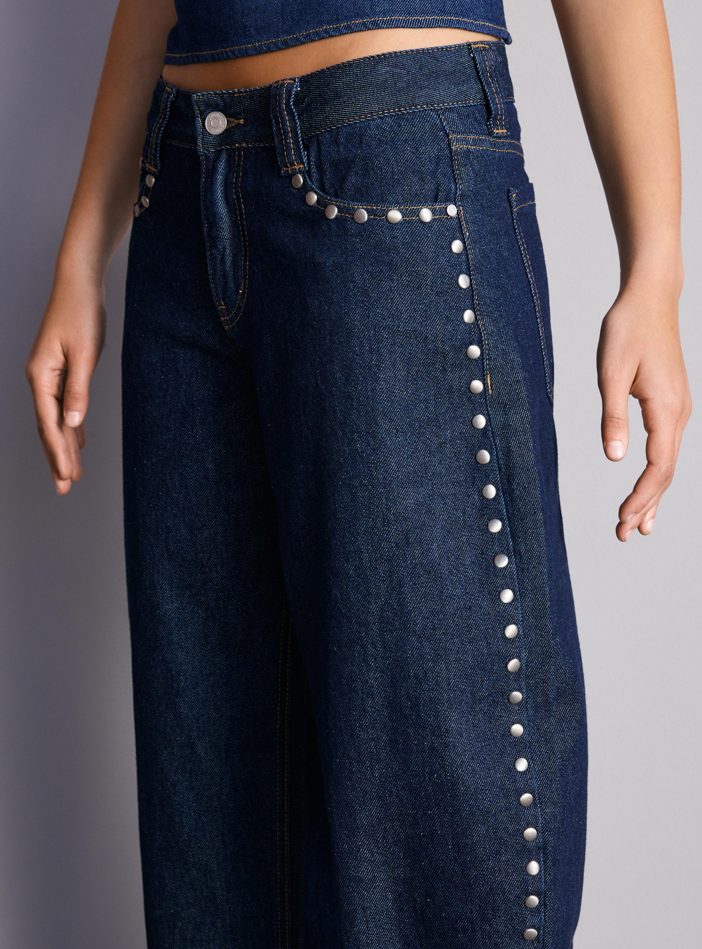 Jeans Balloon Aplicación Tachas Bolsillo y Costado-2