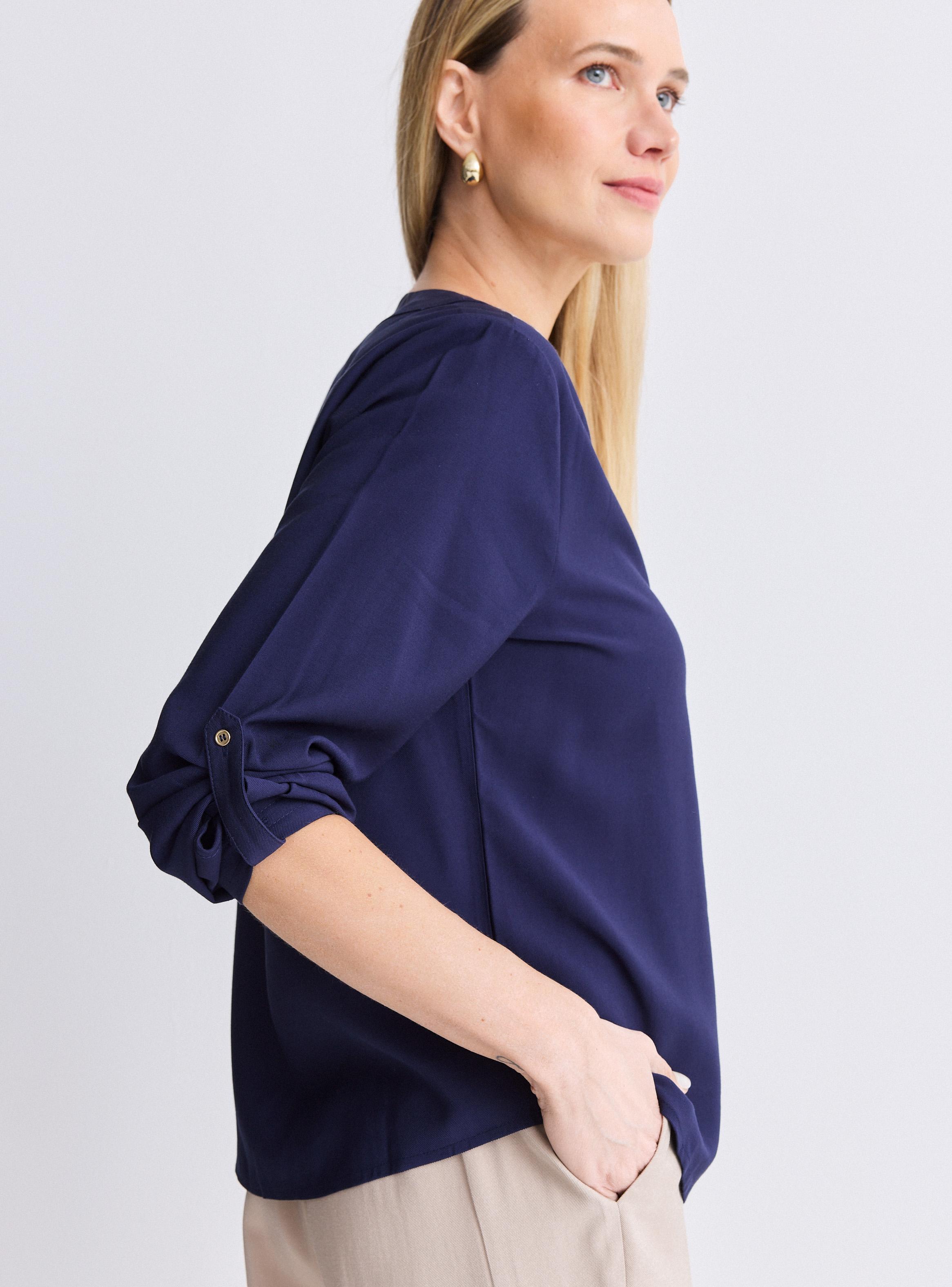 Blusa Manga Roll Up Escote Bordado-3