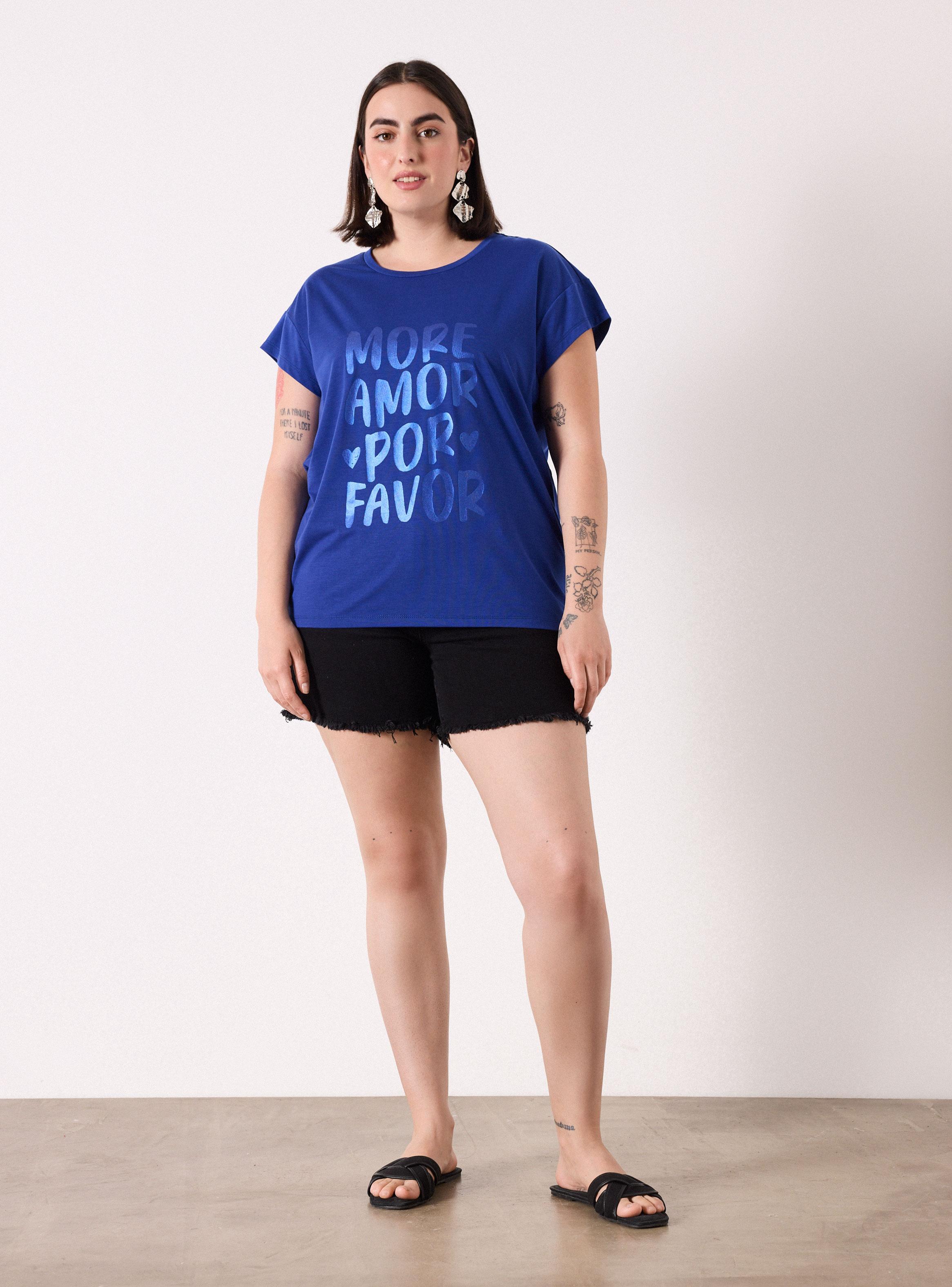 Polera Manga Choca y Gráfica Metalizada-4