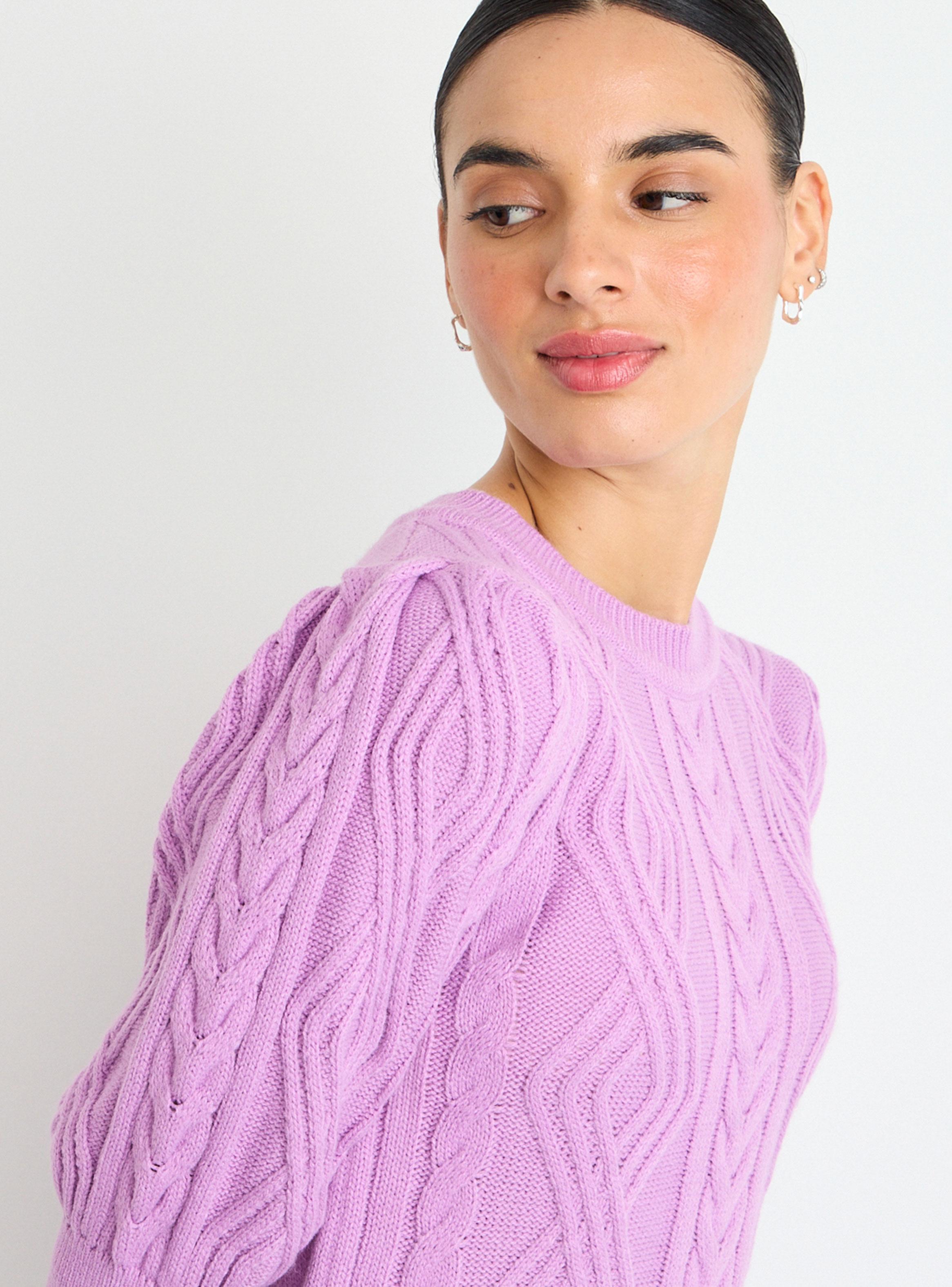 Sweater Liso Tres Cuarto Puño Rosé-2