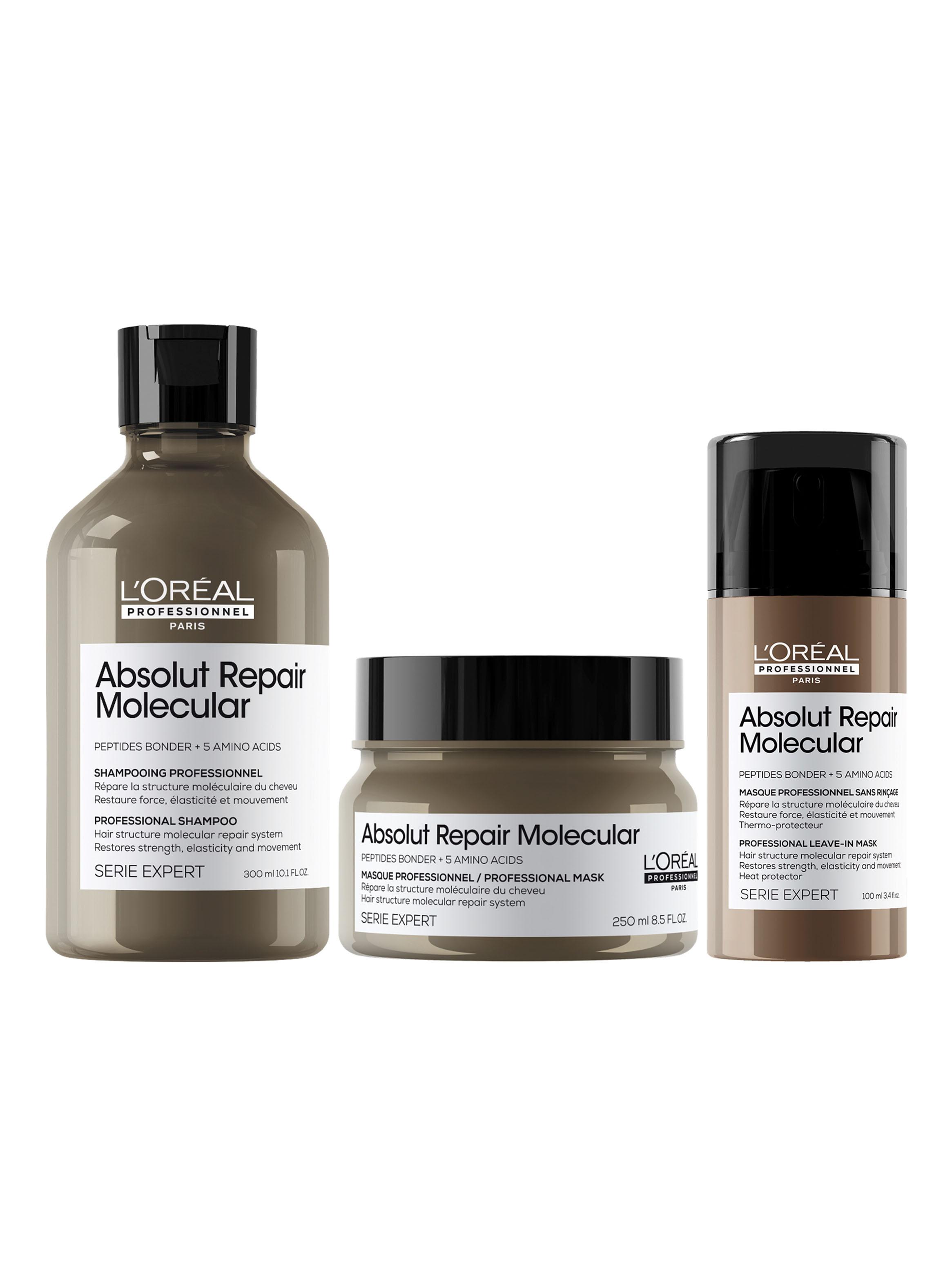 Set Profesional Reparación Shampoo 300ml + Máscara 250ml + Leave-in 100ml Absolut Repair Molecular-0