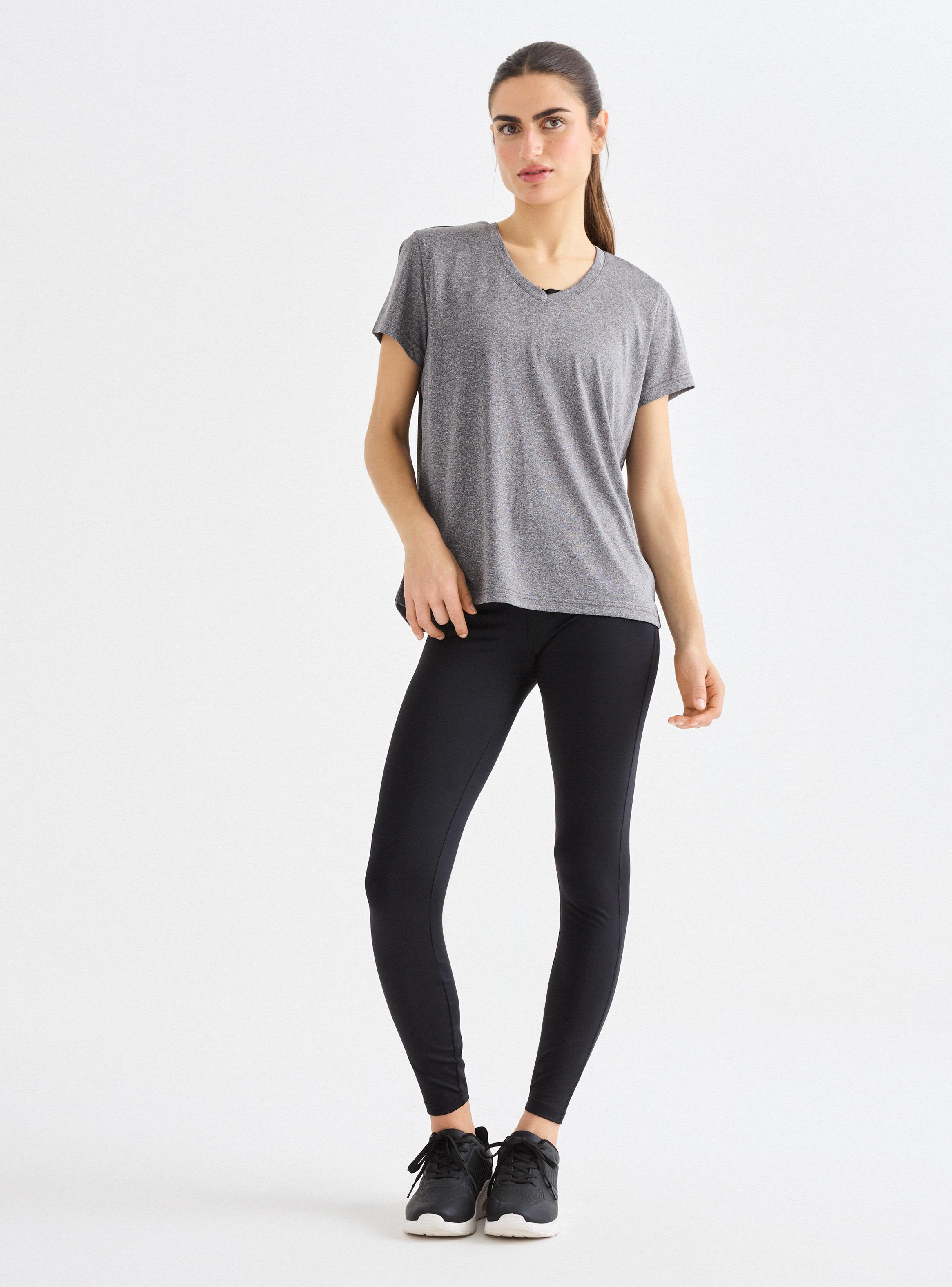 Polera Deportiva Cuello en V Melange-4