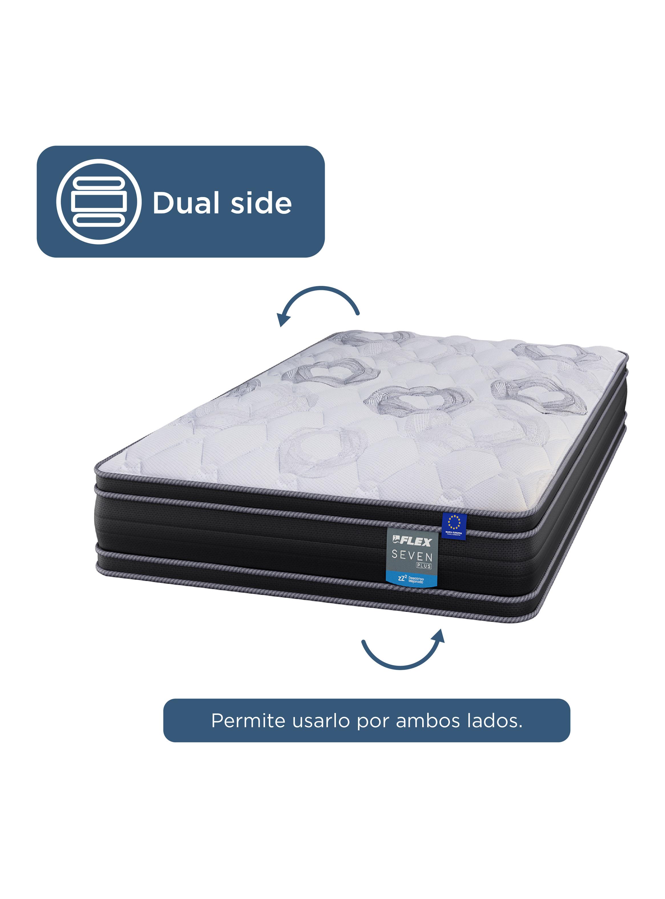 Cama Europea Seven Plus 1.5 Plazas Box + Respaldo Royal Negro + Velador Rover-3