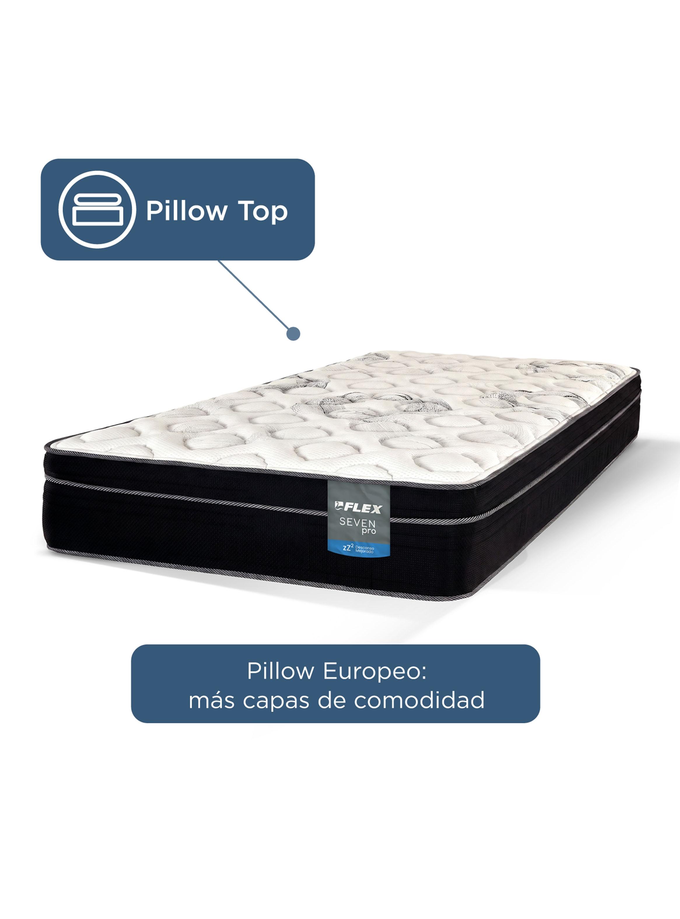 Cama Europea Seven Pro 1.5 Plazas Box + Respaldo Royal + Velador Rover-3