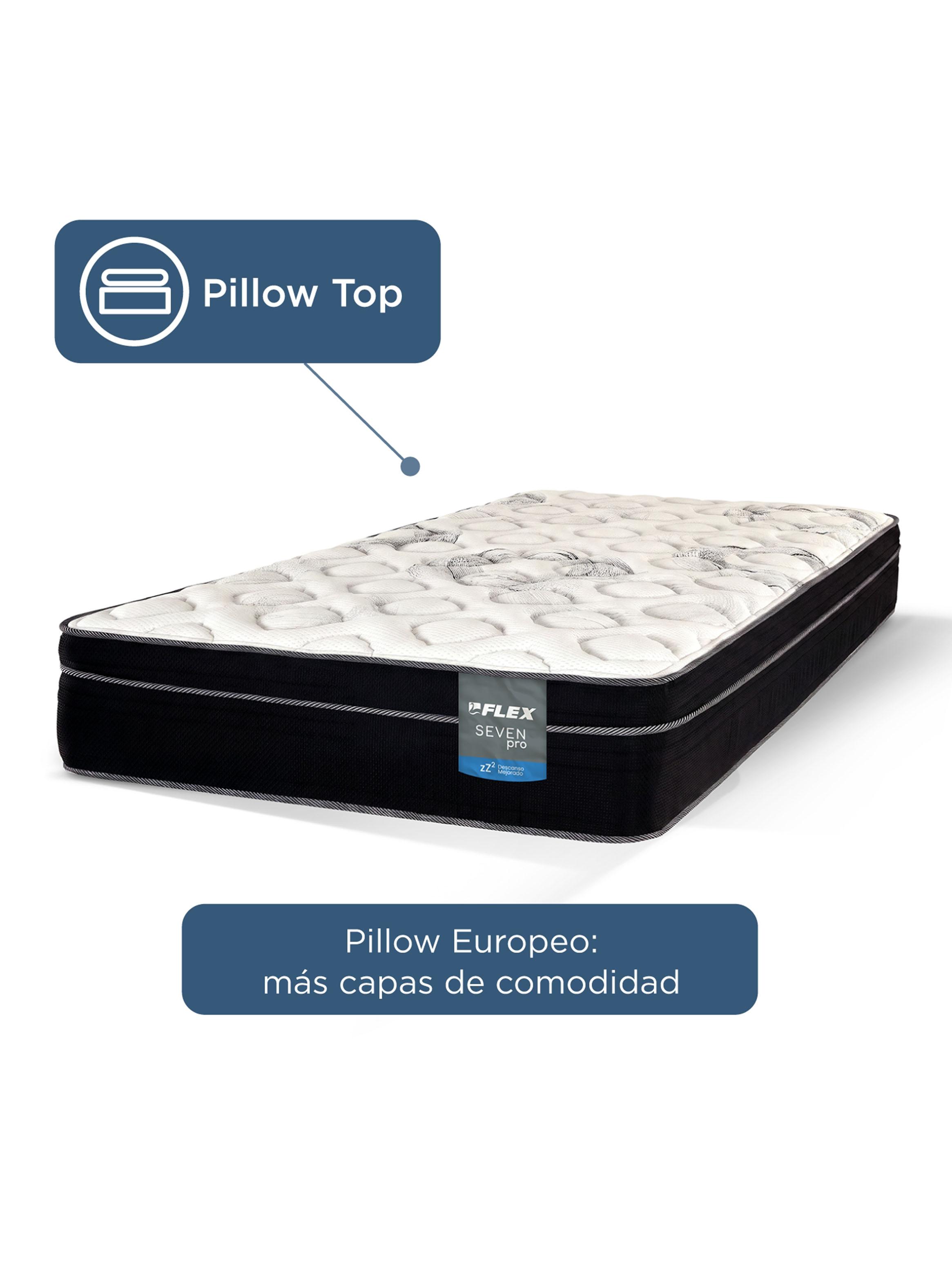 Cama Europea Seven Pro 1.5 Plazas Box + Respaldo Royal-3
