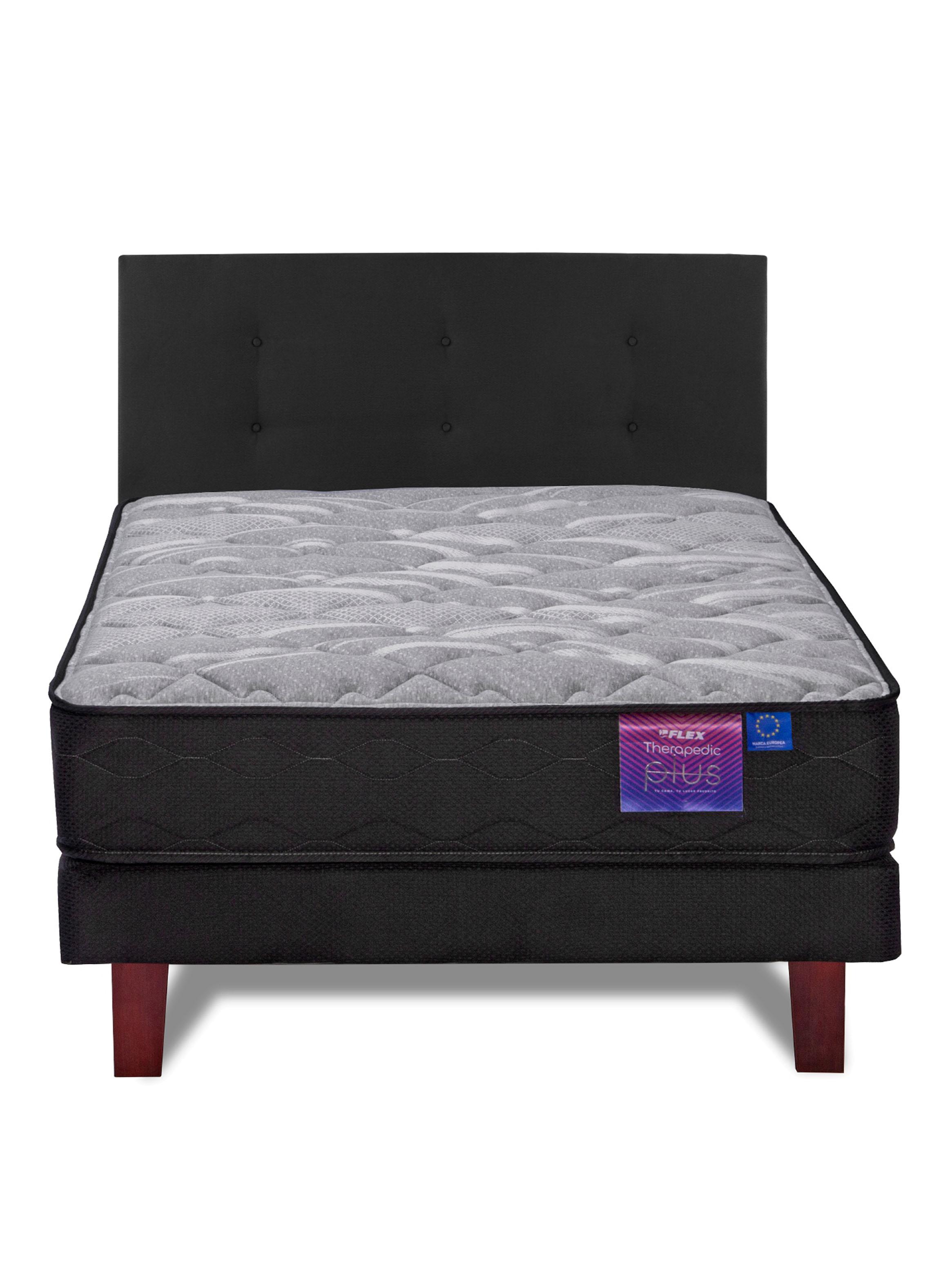 Cama Europea Therapedic Plus 1.5 Plazas Box + Respaldo Royal-2