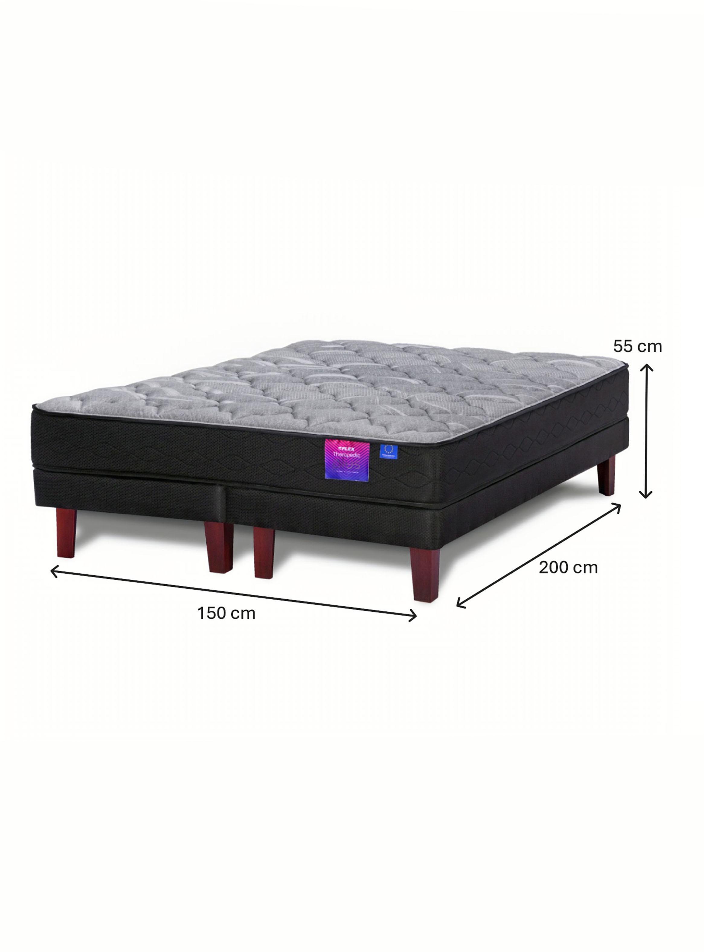 Cama Europea Therapedic Plus 2 Plazas Box Base Dividida + Respaldo + Velador-1