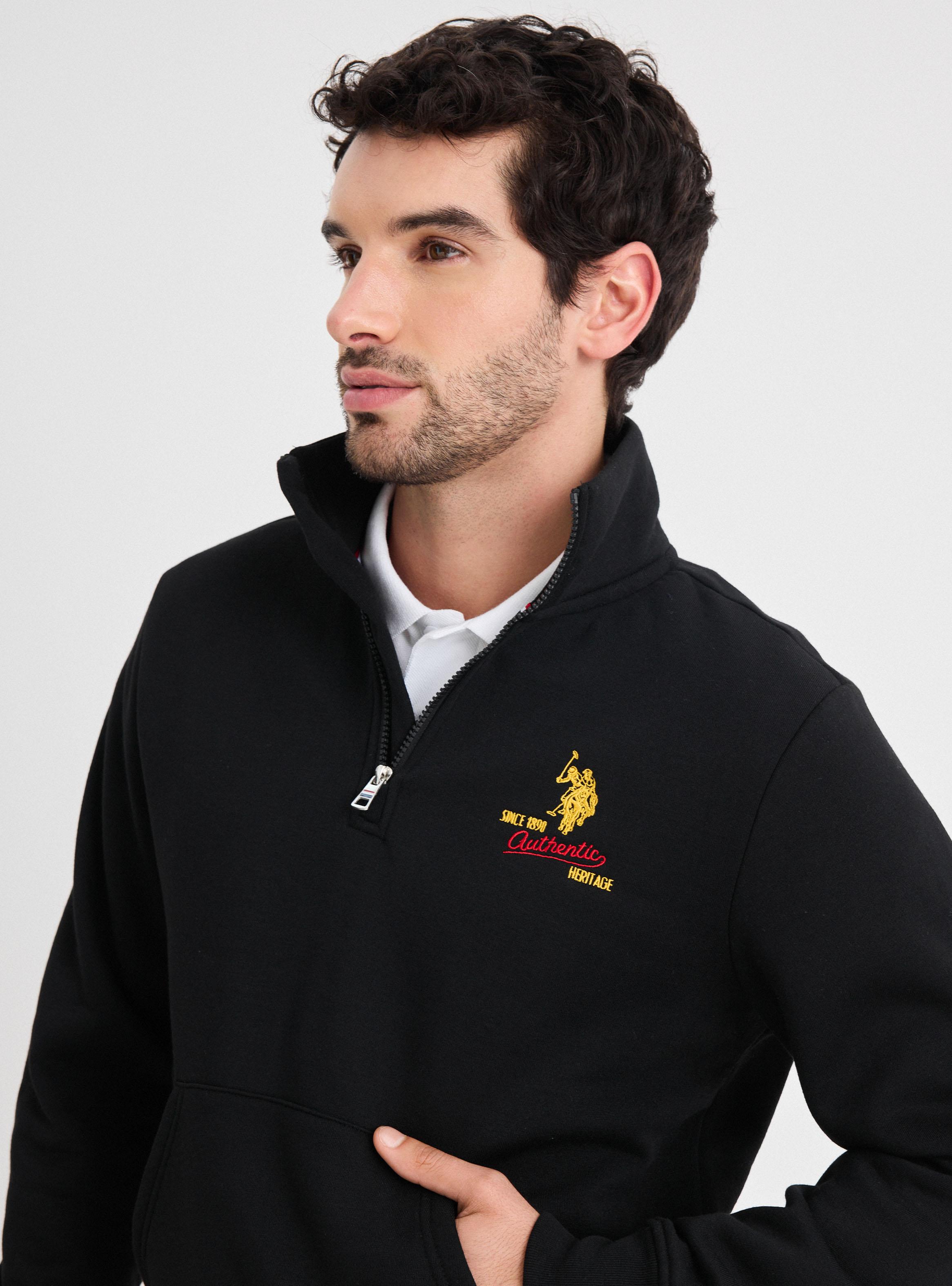 Polerón Half Zipper Canguro Logo Bordado-3