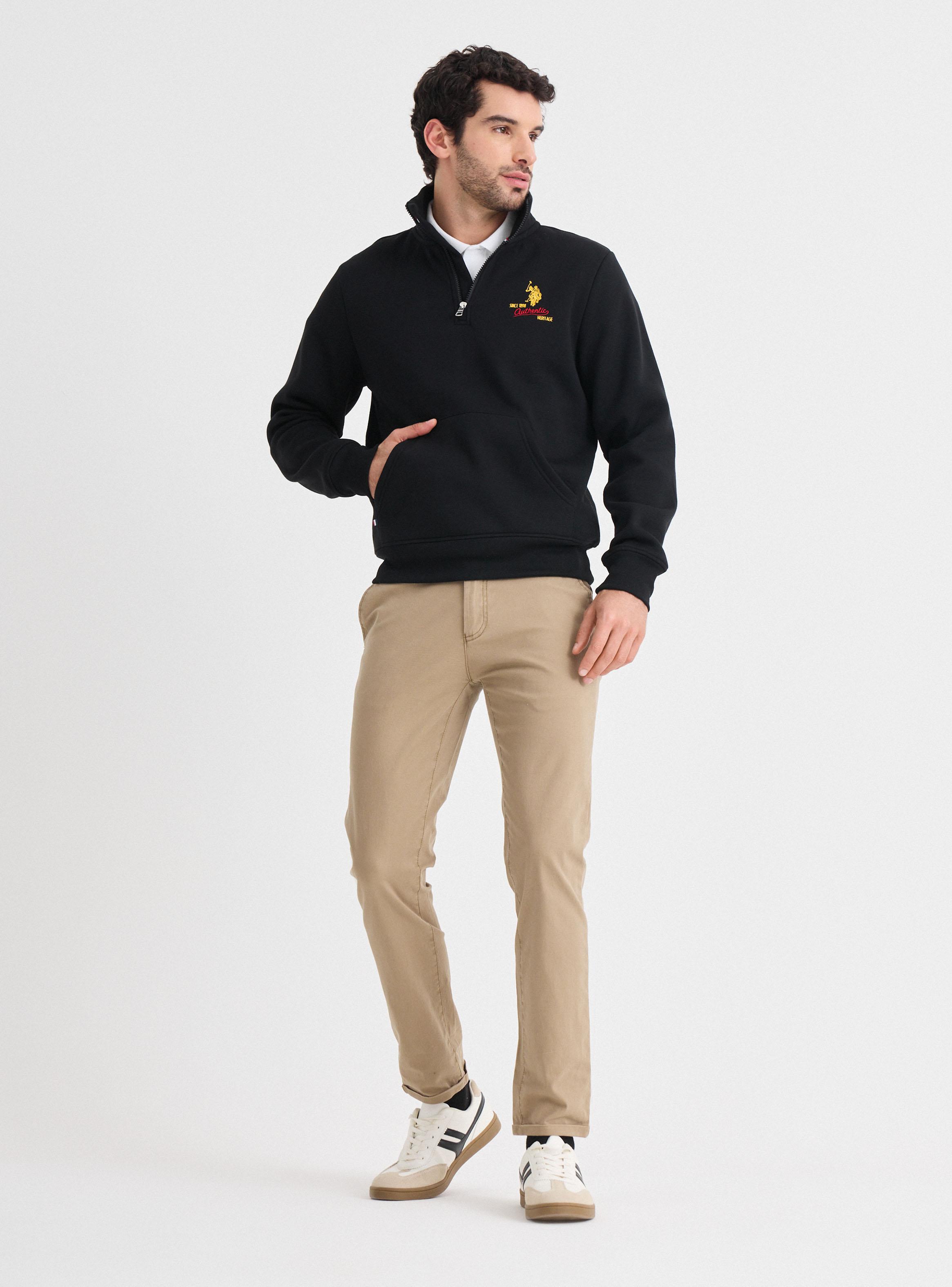 Polerón Half Zipper Canguro Logo Bordado-4