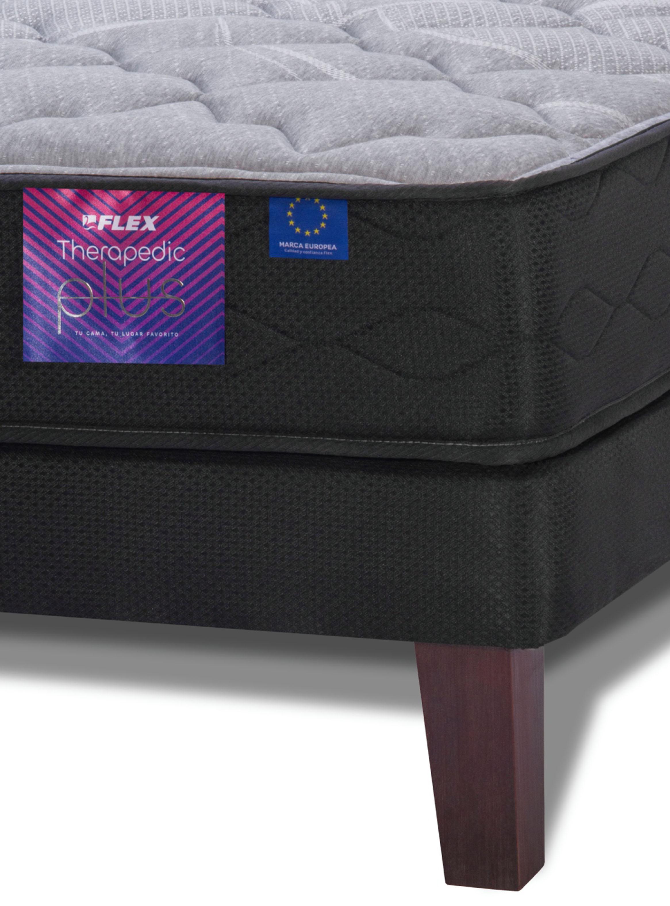 Cama Europea Therapedic Plus 1.5 Plazas Box + Respaldo Modern Grafito-4