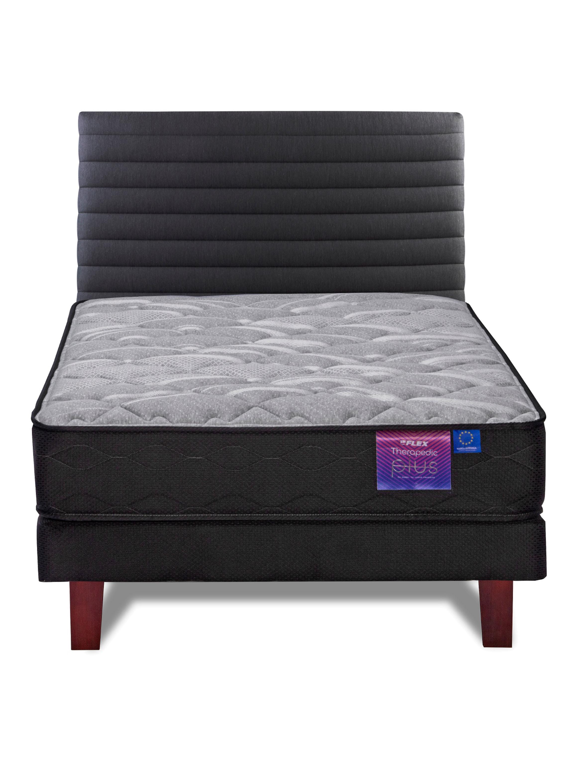 Cama Europea Therapedic Plus 1 Plaza Box + Respaldo Modern-2