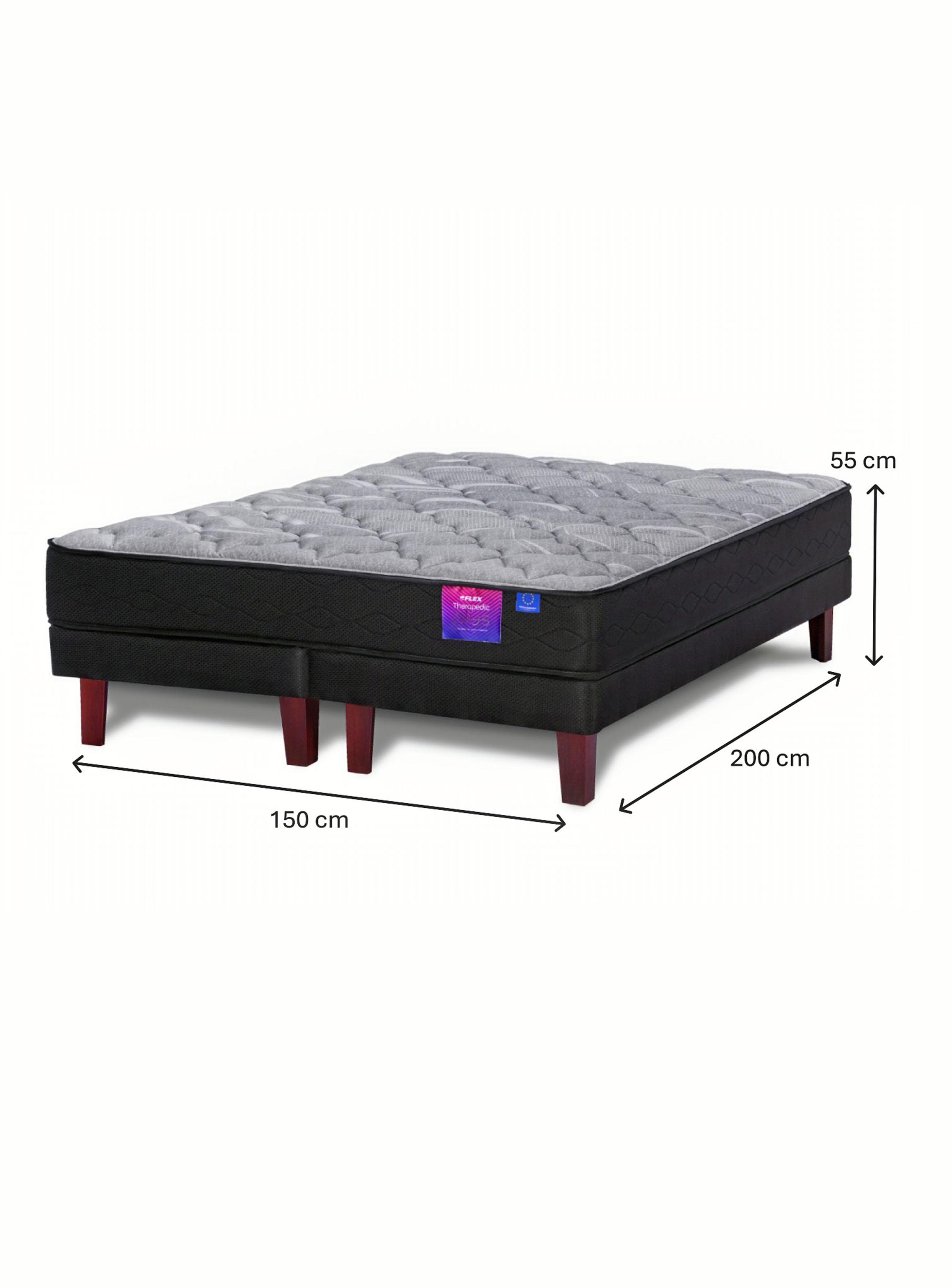 Cama Europea Therapedic Plus 2 Plazas Box Base Dividida + Respaldo Modern + Velador Rover-1