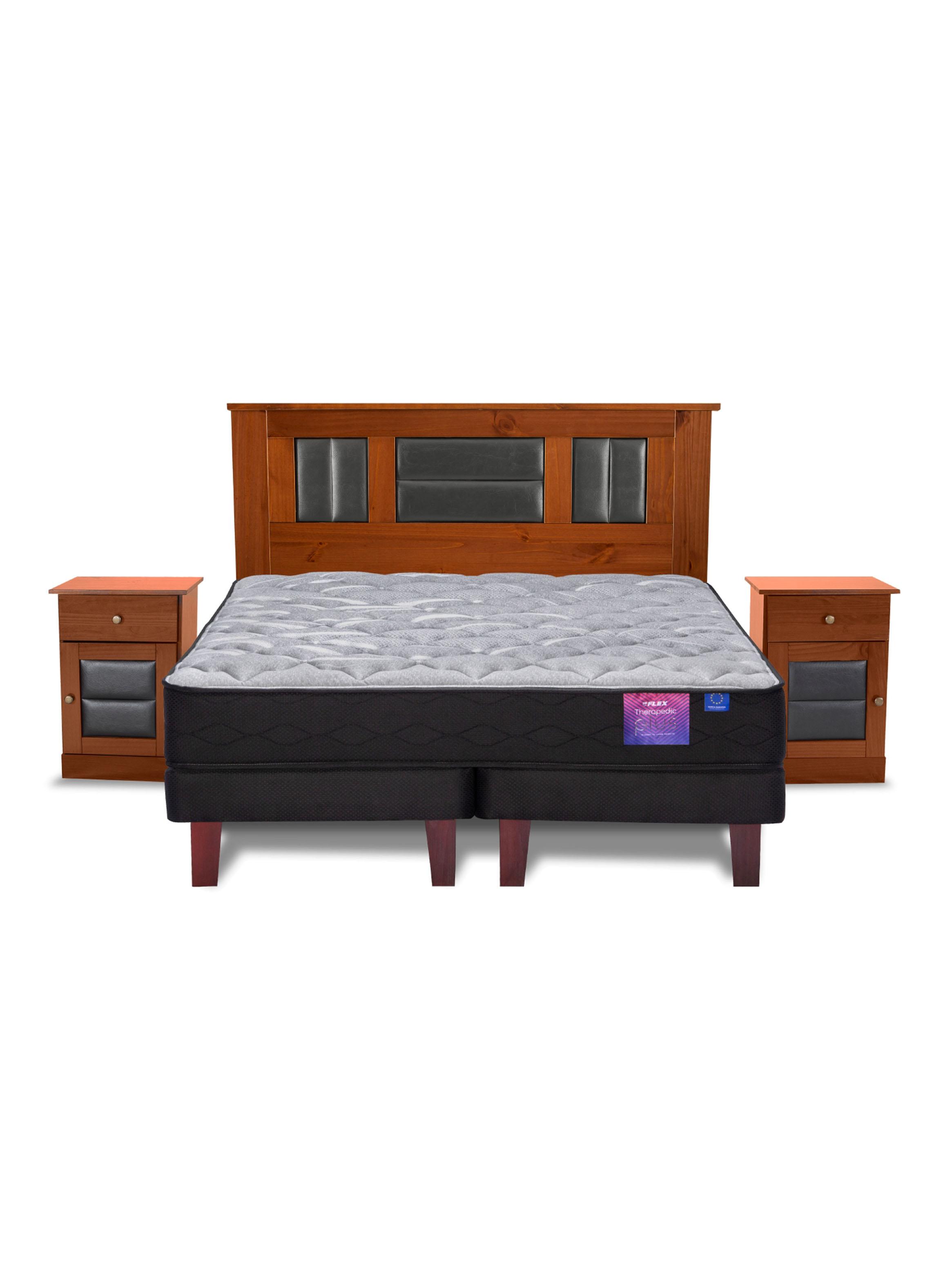 Cama Europea Therapedic Plus 2 Plazas Box Base Dividida + Set Lorraine-2