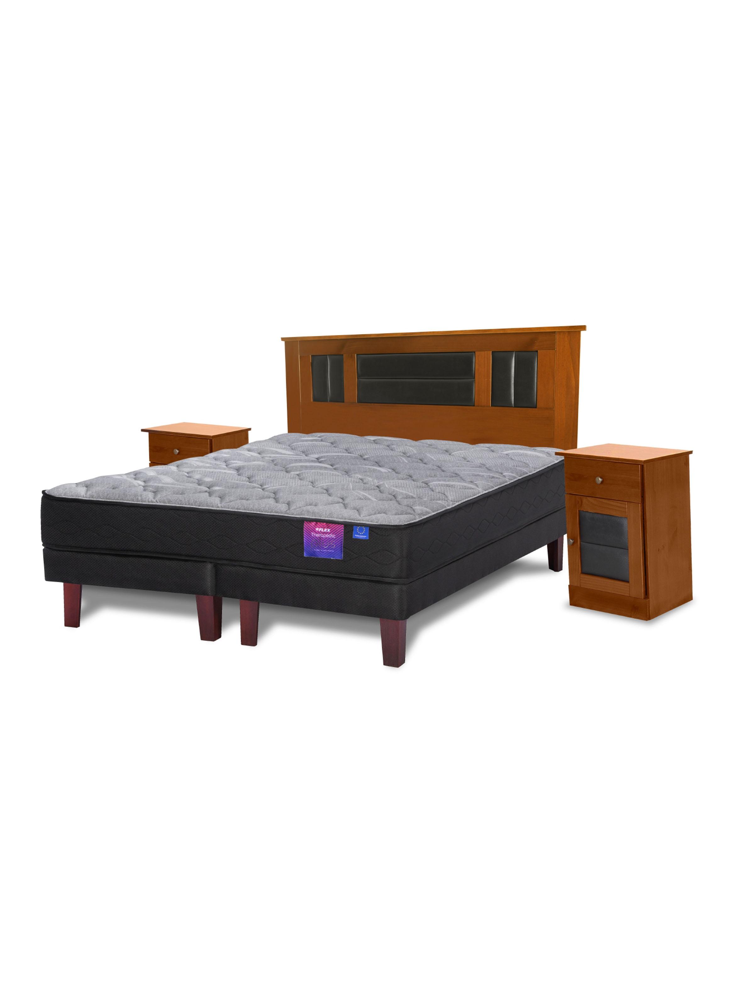 Cama Europea Therapedic Plus 2 Plazas Box Base Dividida + Set Lorraine-0