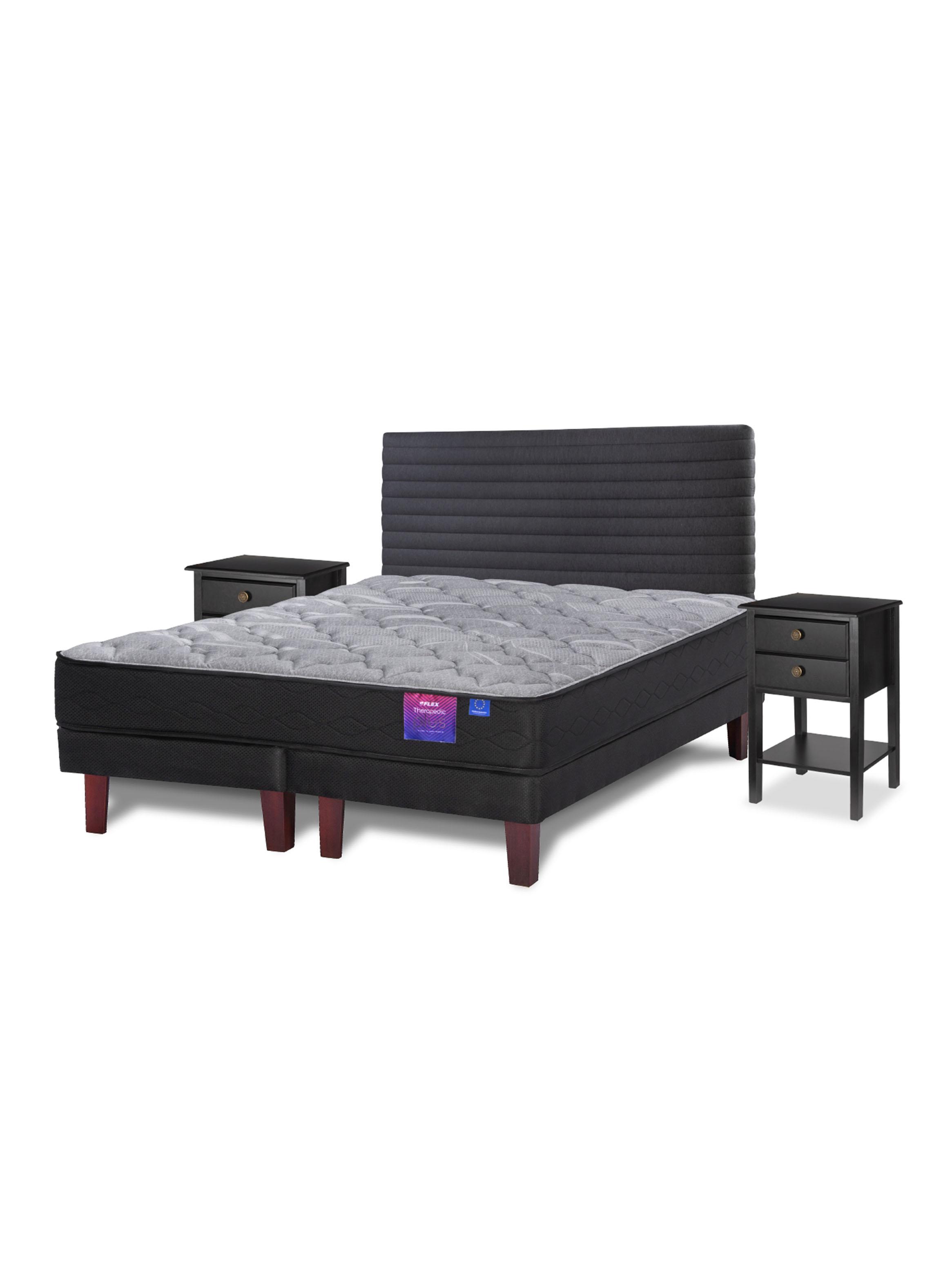 Cama Europea Therapedic Plus King + Respaldo Modern + Velador Rover-0