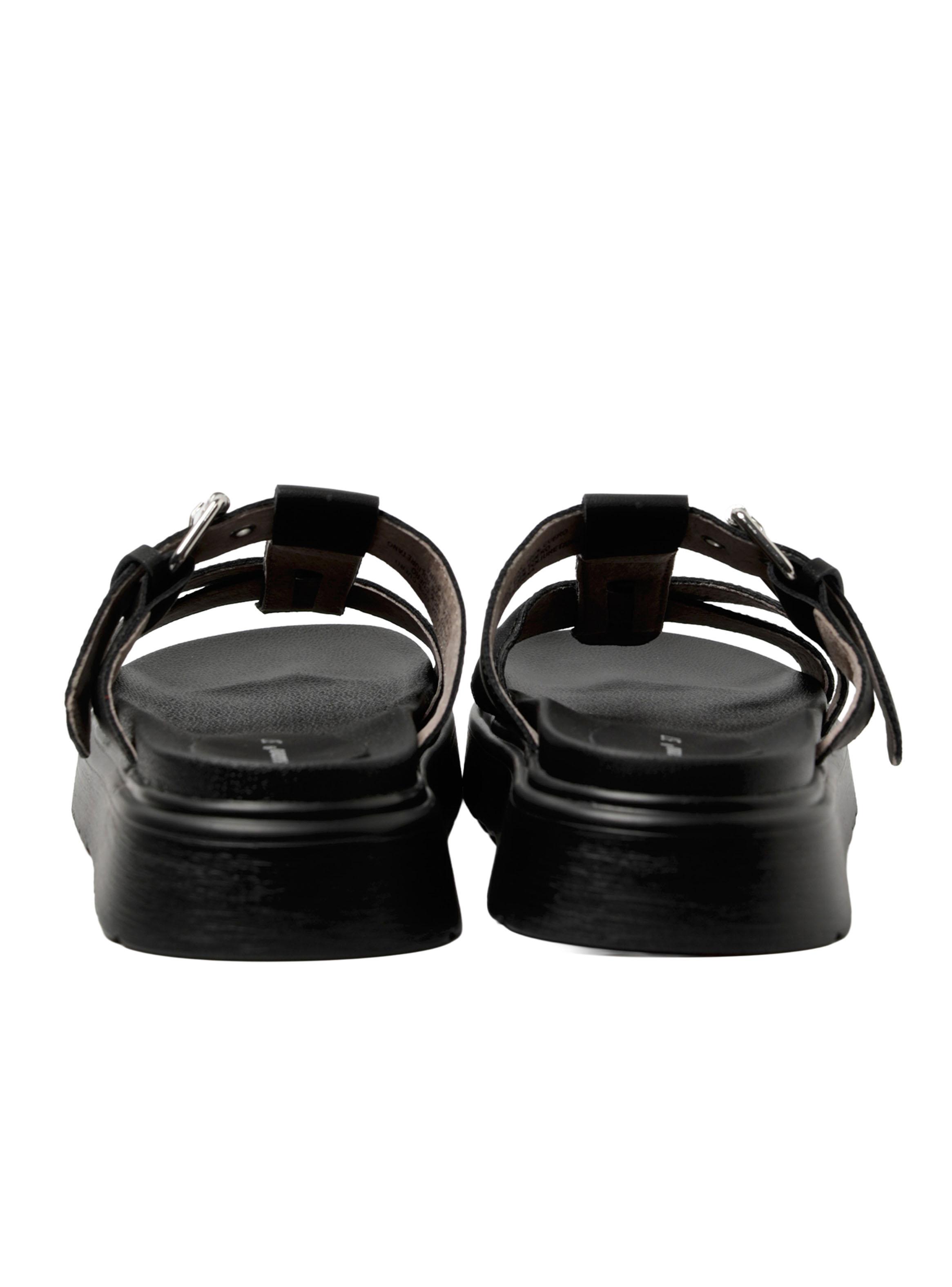 Sandalia Hebilla y Correas Cruzadas Cuero Mujer-4