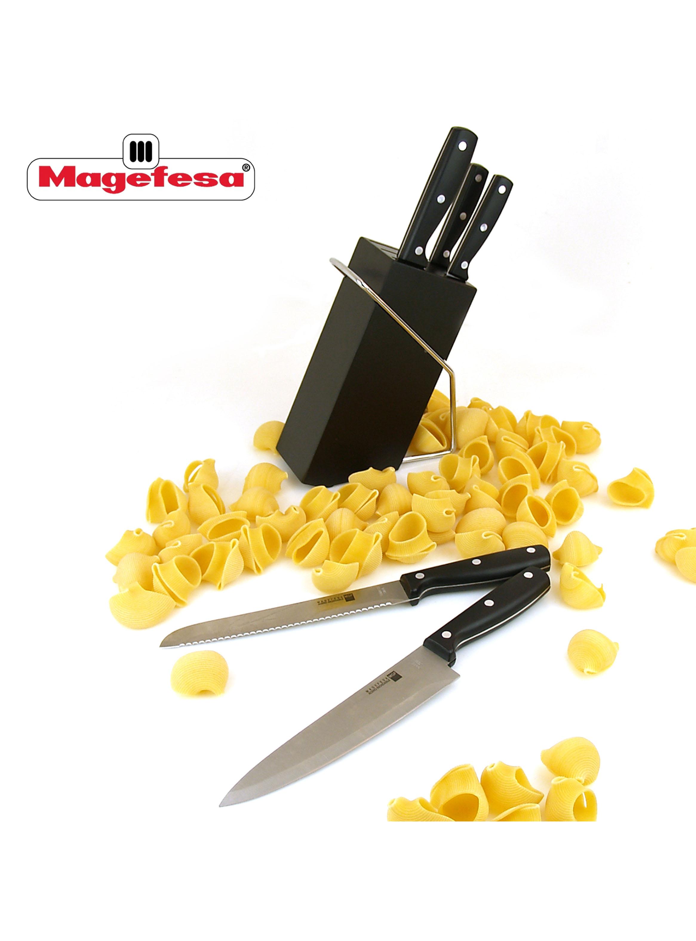 Set de 5 Cuchillos + Taco de Madera Blade Negro-3