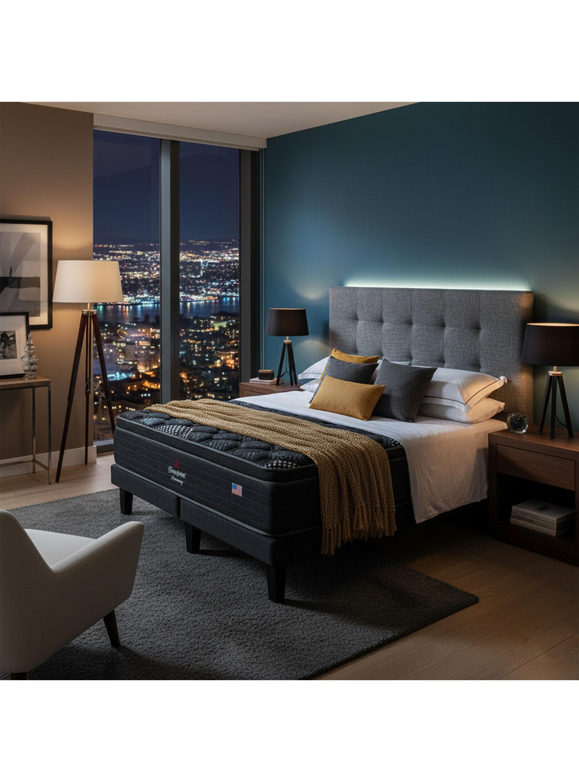 Cama Europea Harmony King + Respaldo-5