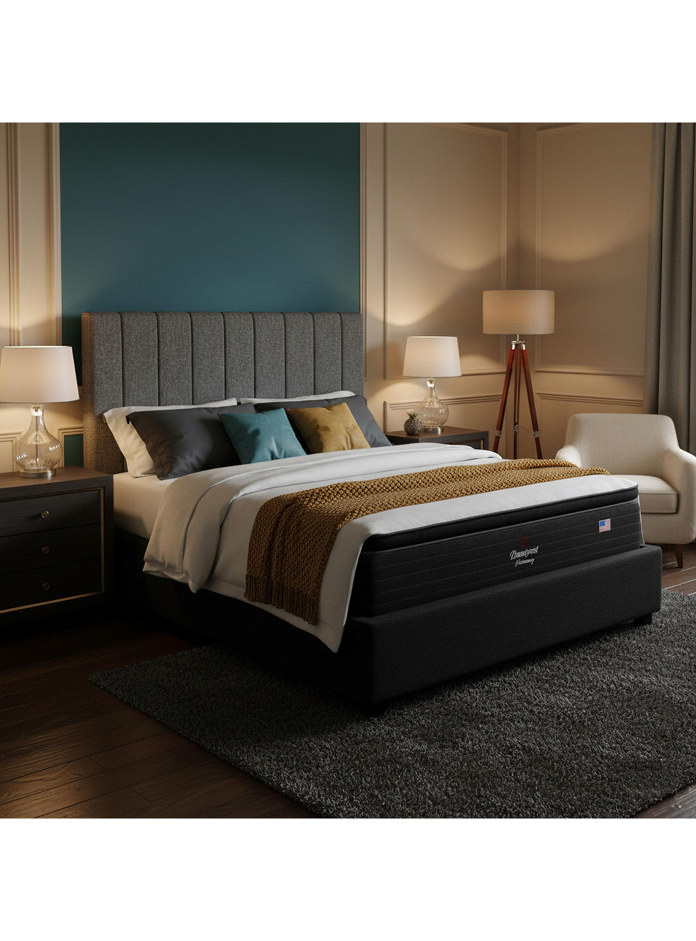 Cama Europea Harmony King Base Dividida + Respaldo TIB GR-5