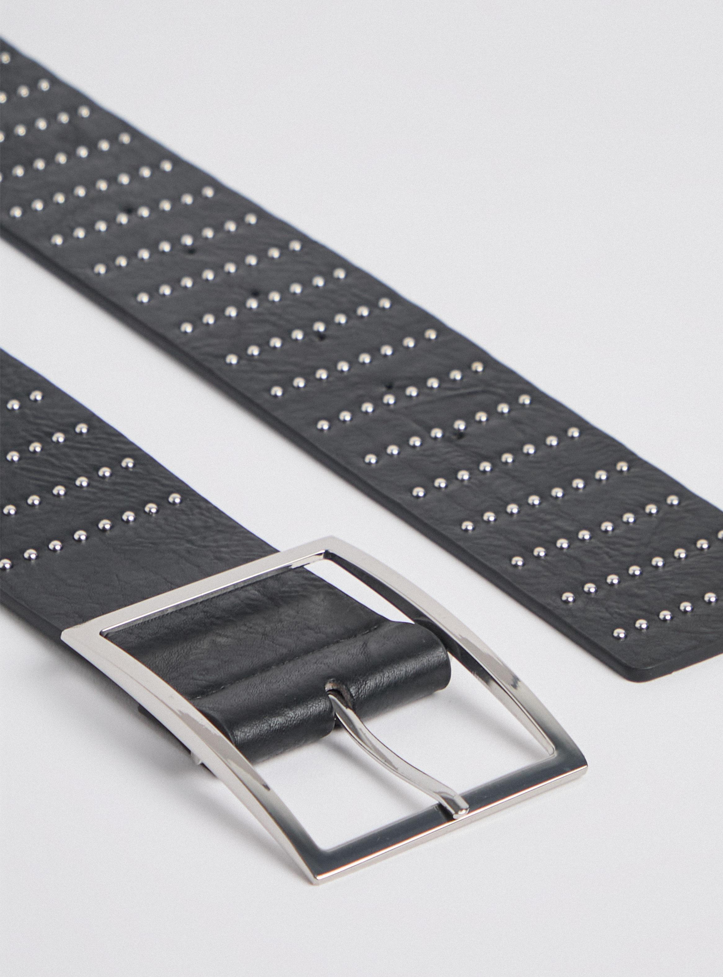 Cinturón Ancho con Mini Tachas Cuero Sintético-2