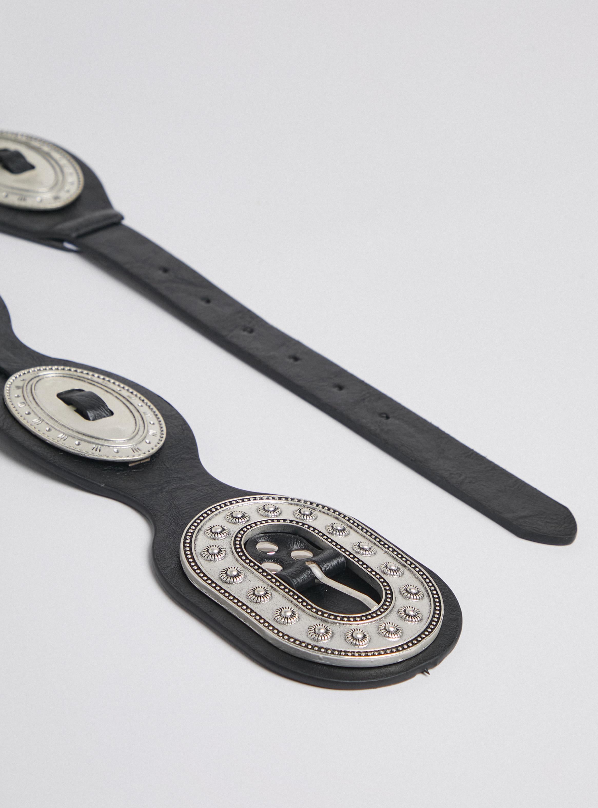 Cinturón Detalle Metales Cuero Sintético-2