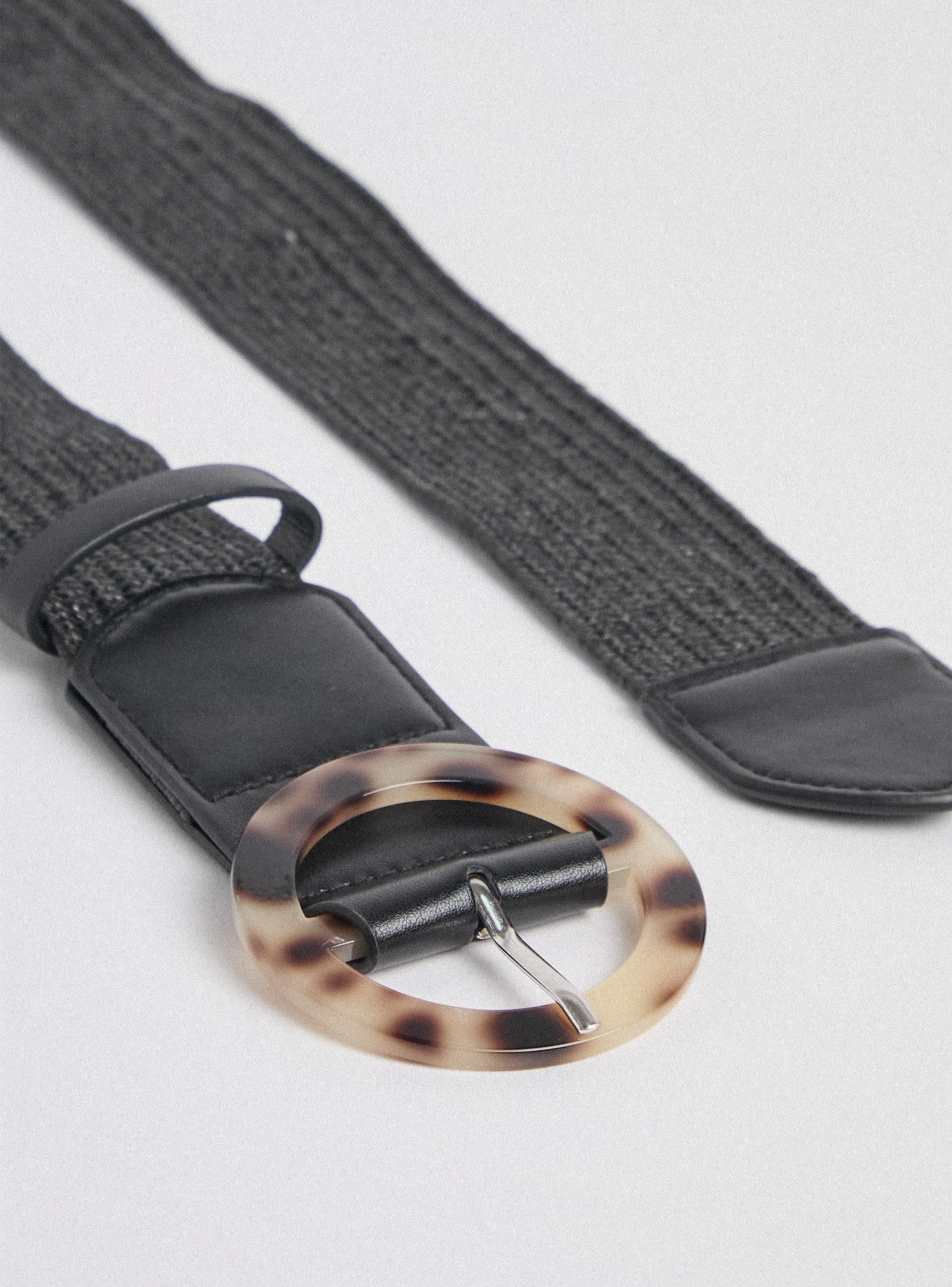 Cinturón Look Raffia Elasticado con Hebilla Circular-2