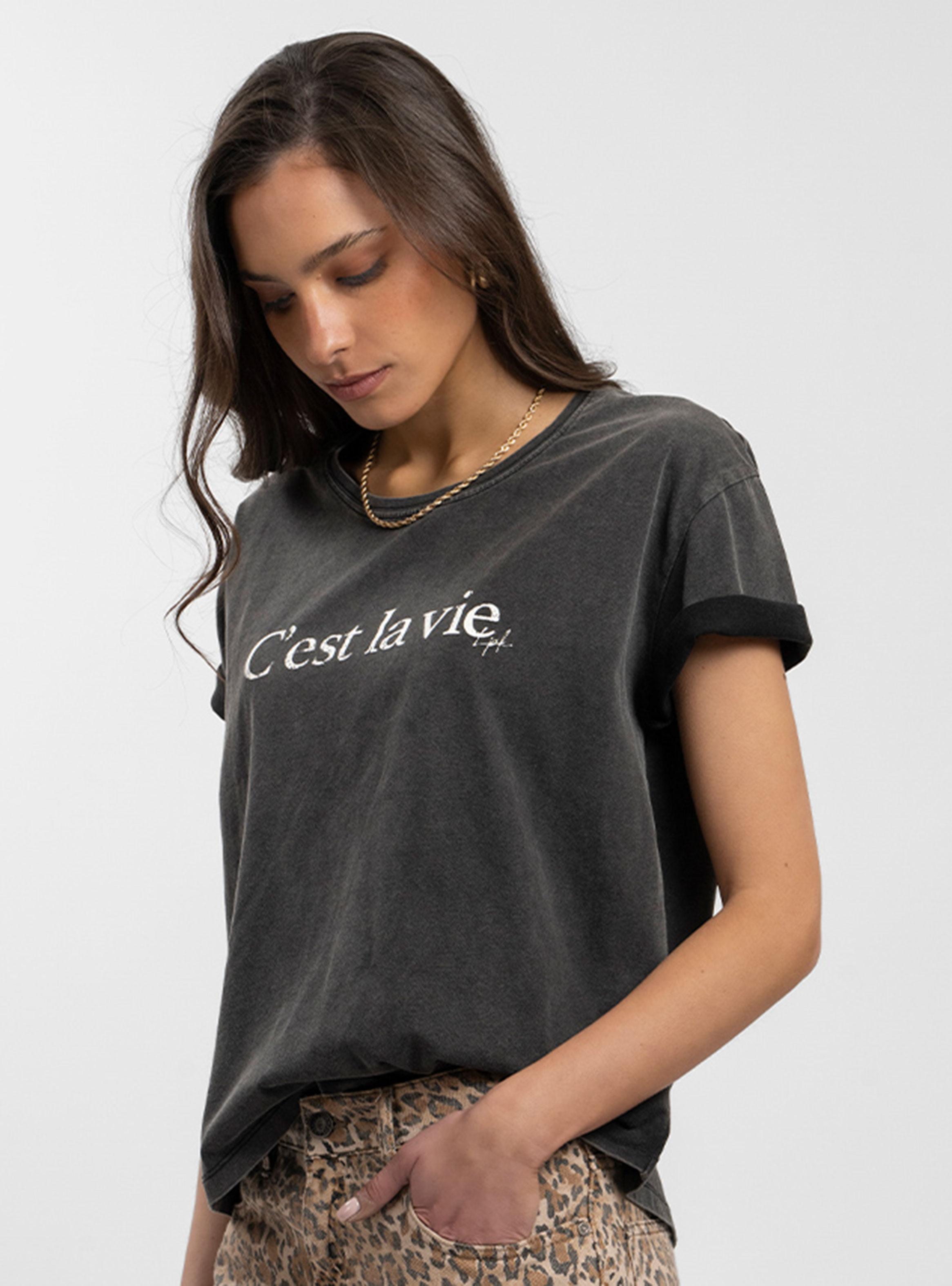 Polera Cest La Vie Grafito-2